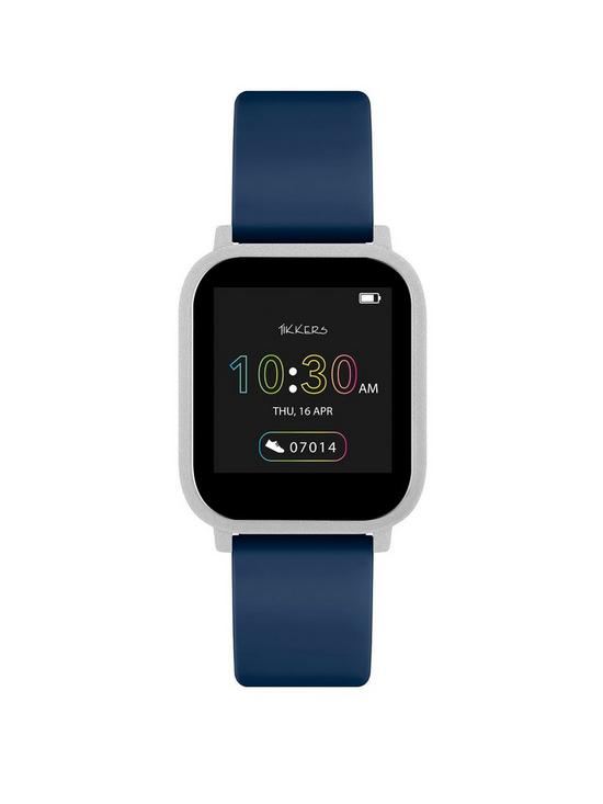 front image of tikkers-teen-series-10-navy-silicone-strap-smart-watch