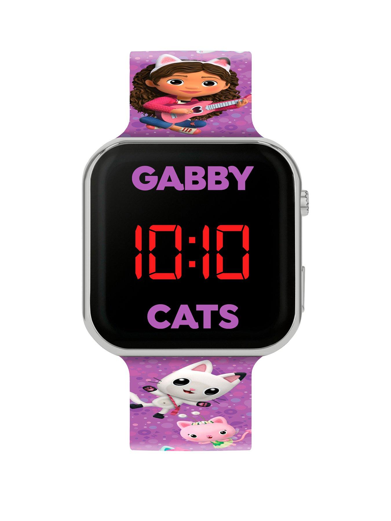 Product photograph of Disney Gabby Purple Printed Strap Led Watch from very.co.uk