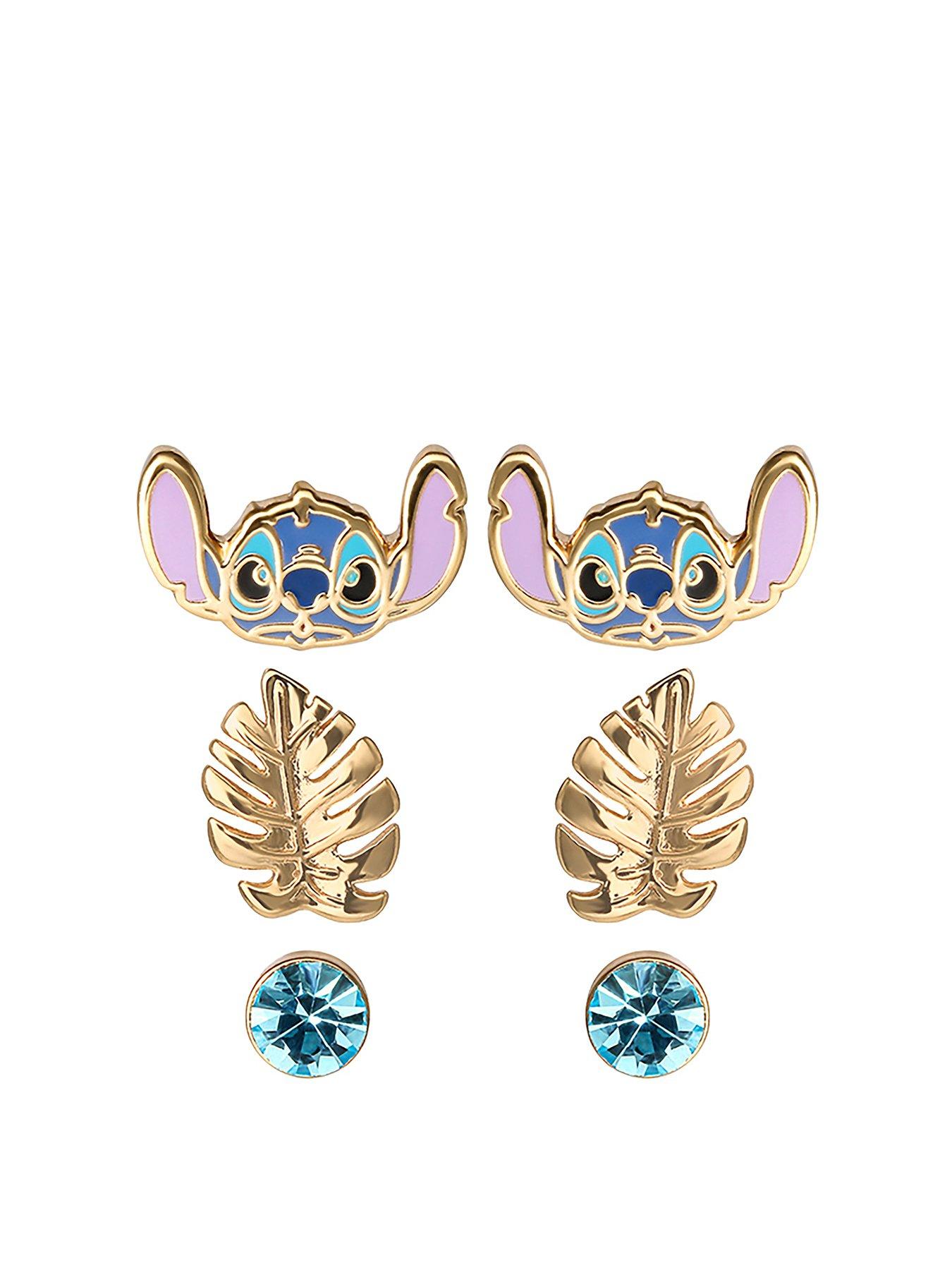Disney Lilo  &  Stitch Blue and Gold Coloured 3 Piece Earring Set