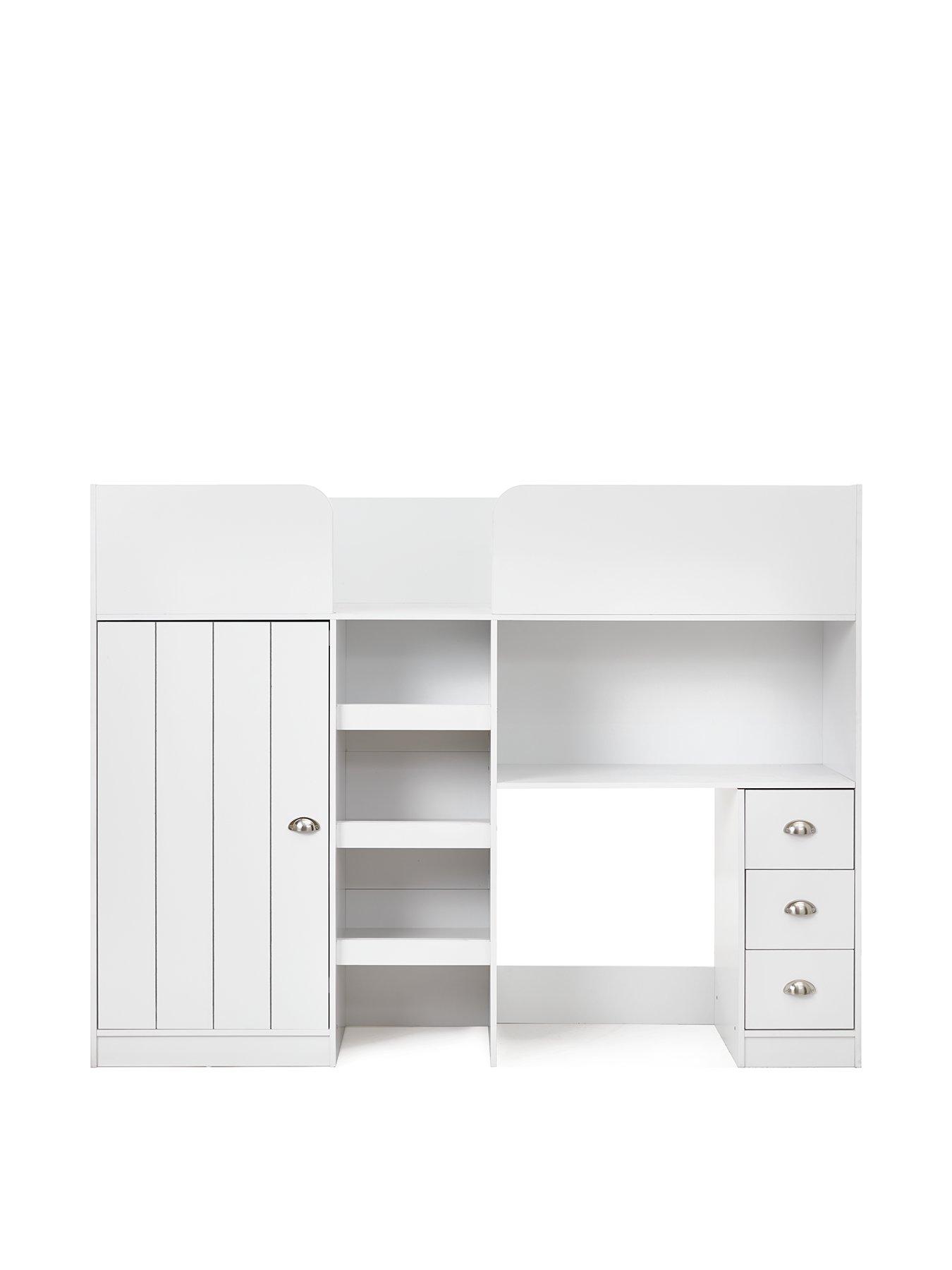 Image 3 of 6 of The Very Collection Atlanta High Sleeper with Desk, Drawers and Wardrobe with Mattress Options (Buy and SAVE!) - White