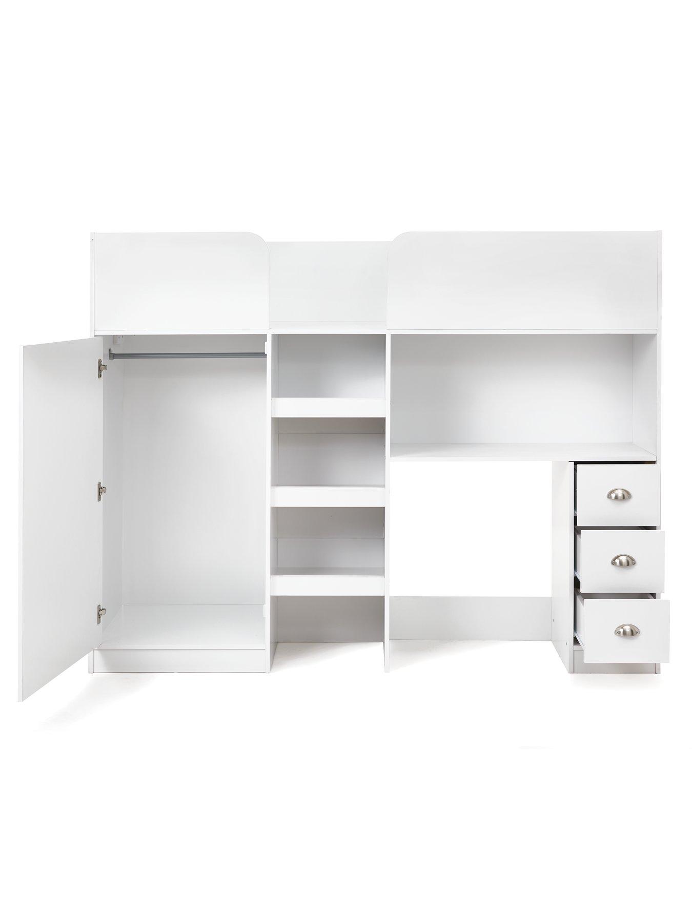 Image 4 of 6 of The Very Collection Atlanta High Sleeper with Desk, Drawers and Wardrobe with Mattress Options (Buy and SAVE!) - White