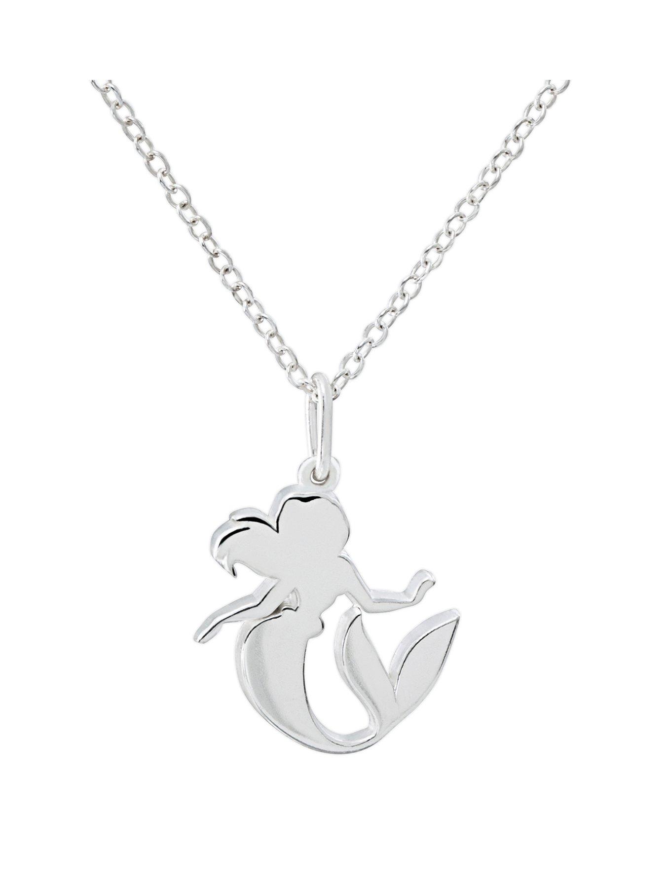 Product photograph of Disney Princess Mermaid Sterling Silver Necklace from very.co.uk