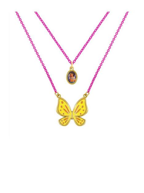 disney-encanto-pink-and-yellow-mirabel-and-butterfly-double-layered-necklace