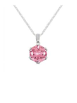 disney princess sterling silver pink cz stone set necklace