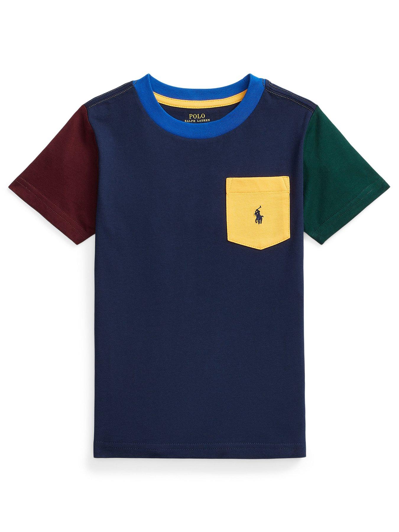 Ralph Lauren Boys Colour Block T-shirt - French Navy Multi