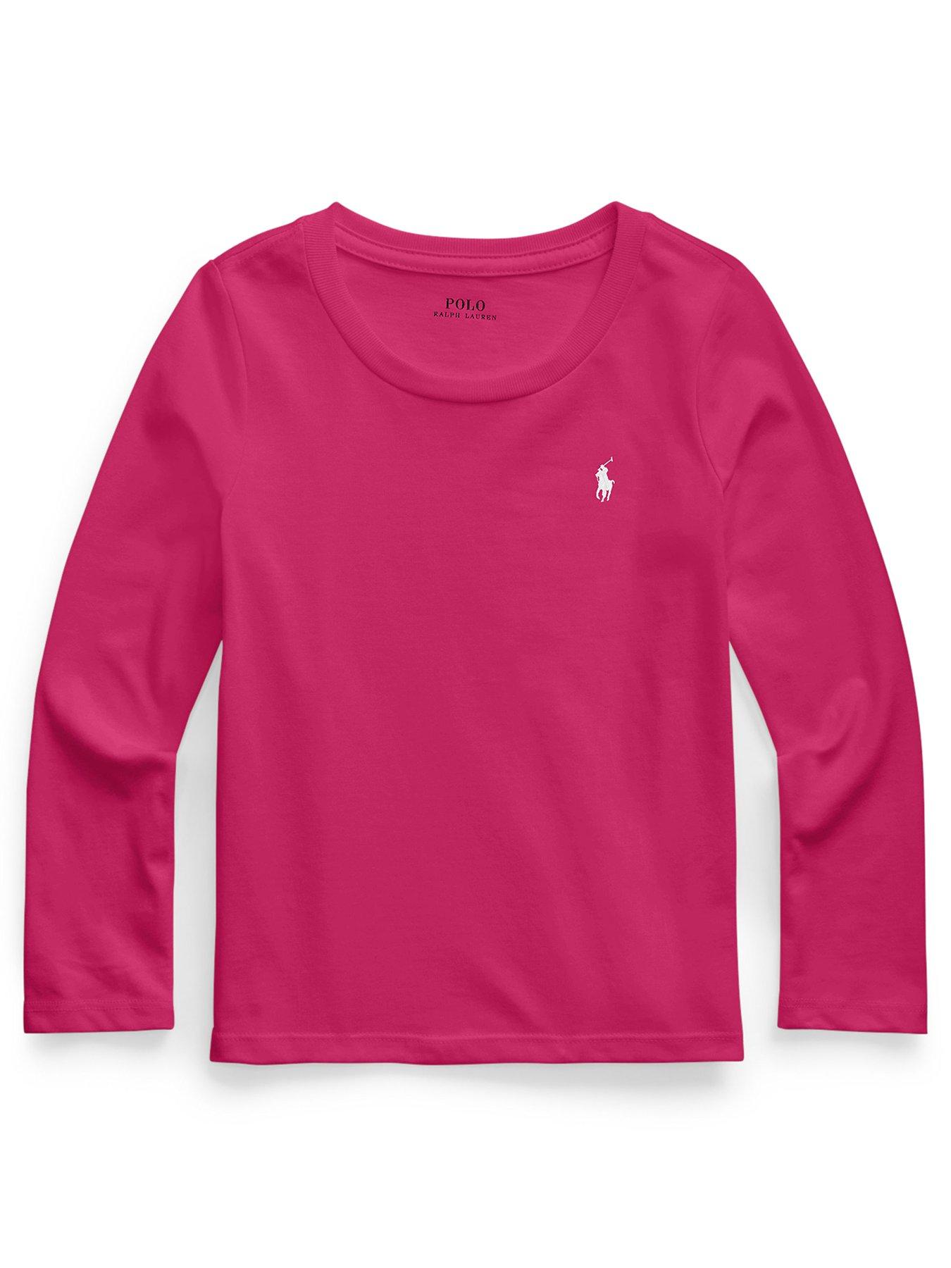 Ralph Lauren Girls Long Sleeve T-shirt - Preppy Pink | very.co.uk