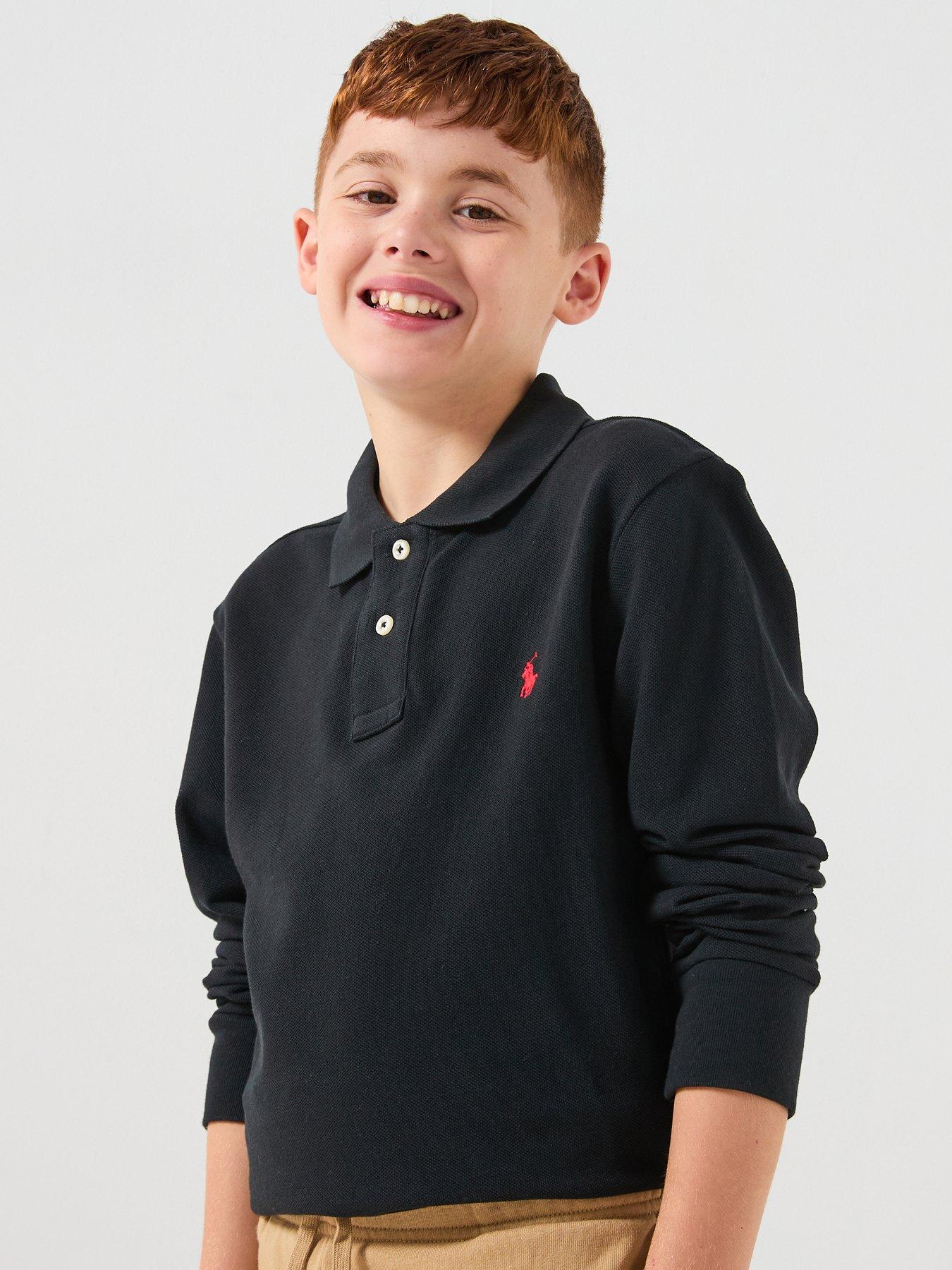 Polo Ralph Lauren Boys Slim Long Sleeve Polo Shirt - Black