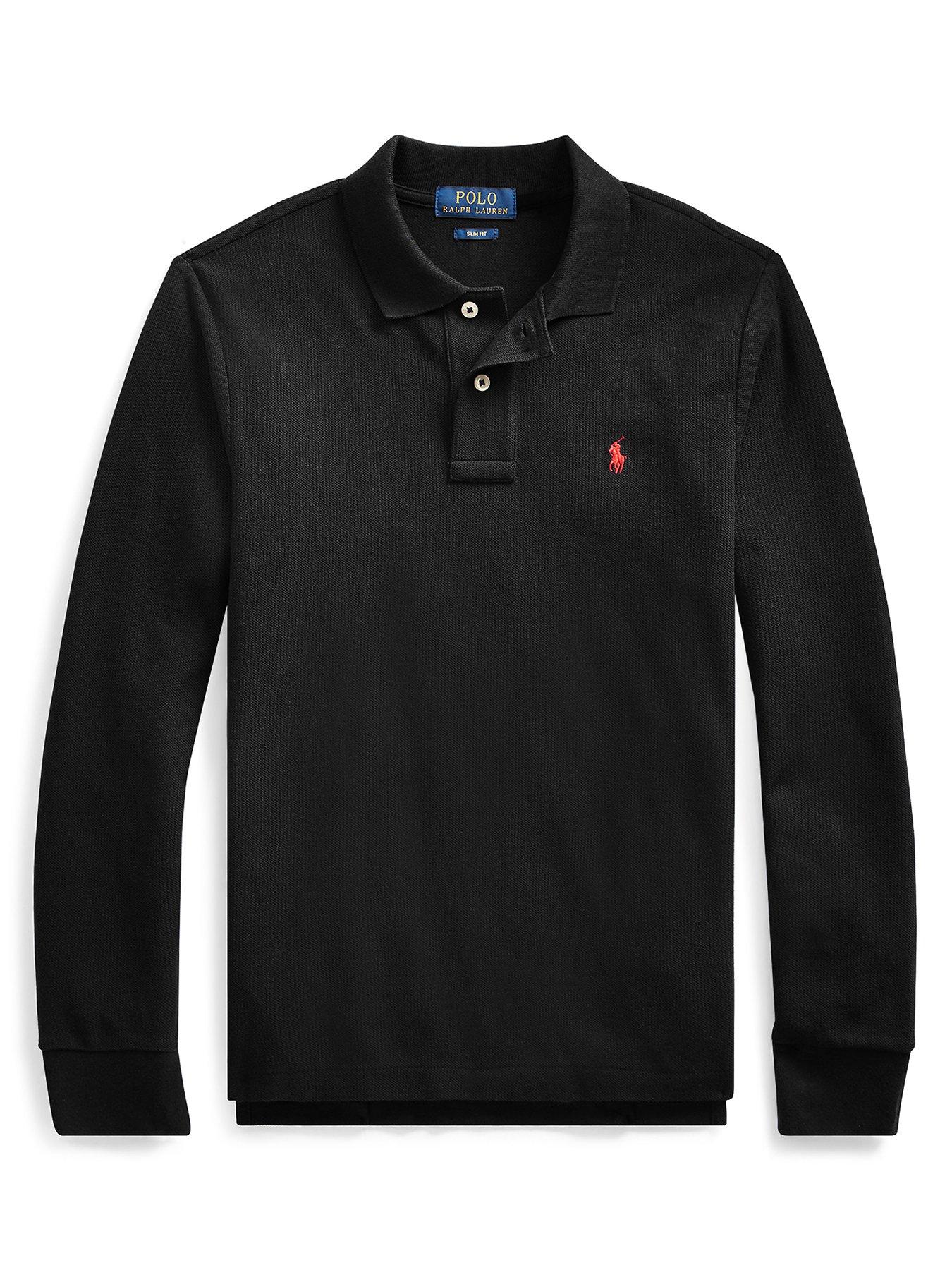 undefined Boys Slim Long Sleeve Polo Shirt - Black