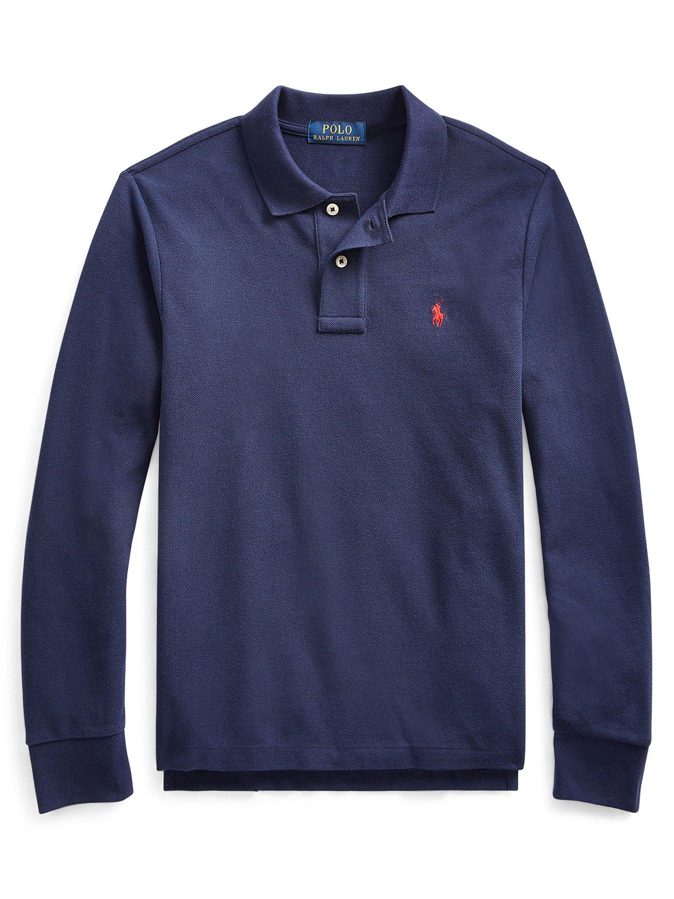 undefined Boys Slim Long Sleeve Polo Shirt - French Navy