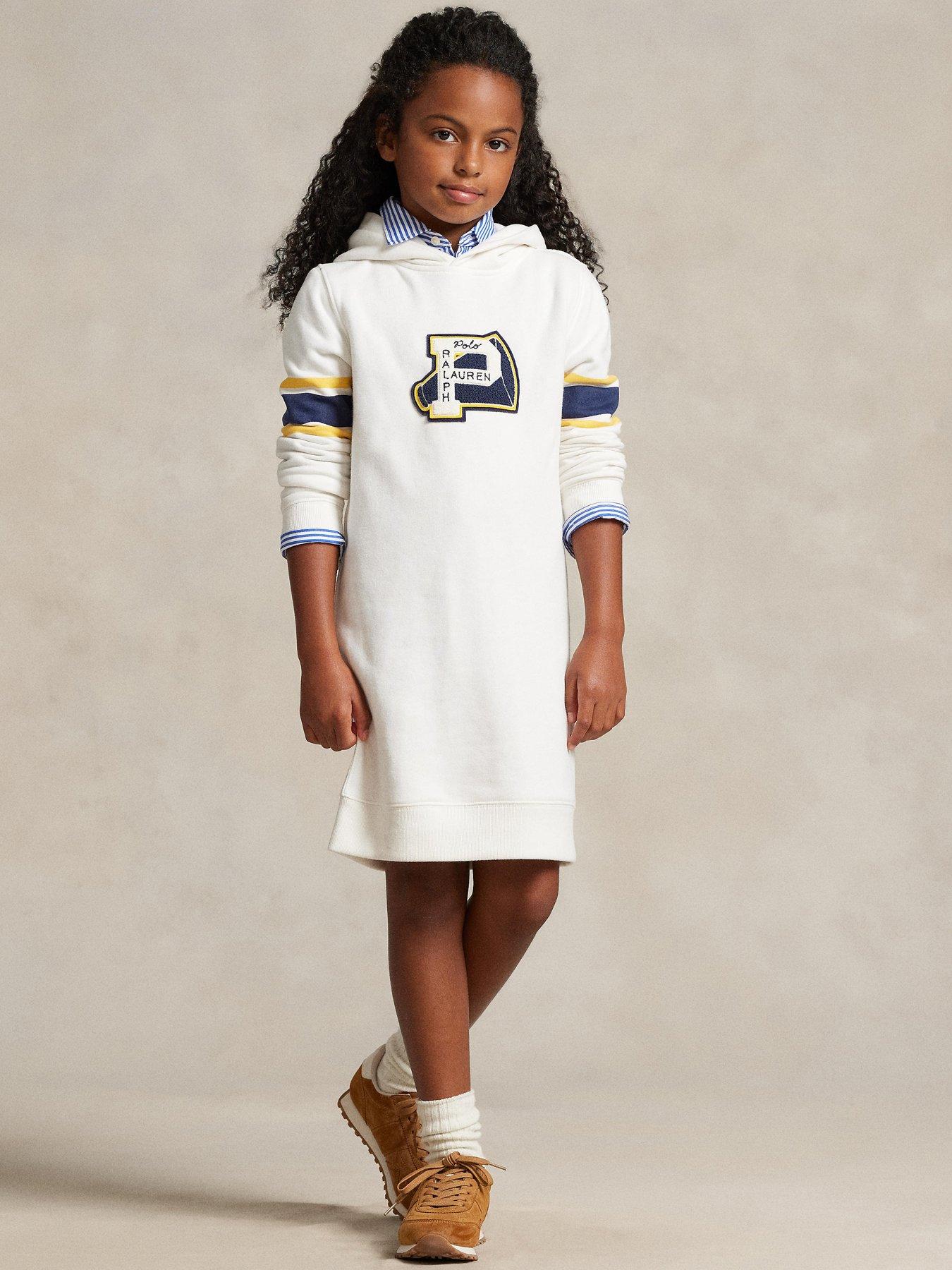Polo Ralph Lauren Girls Polo Hoodie Dress Deckwash White Very