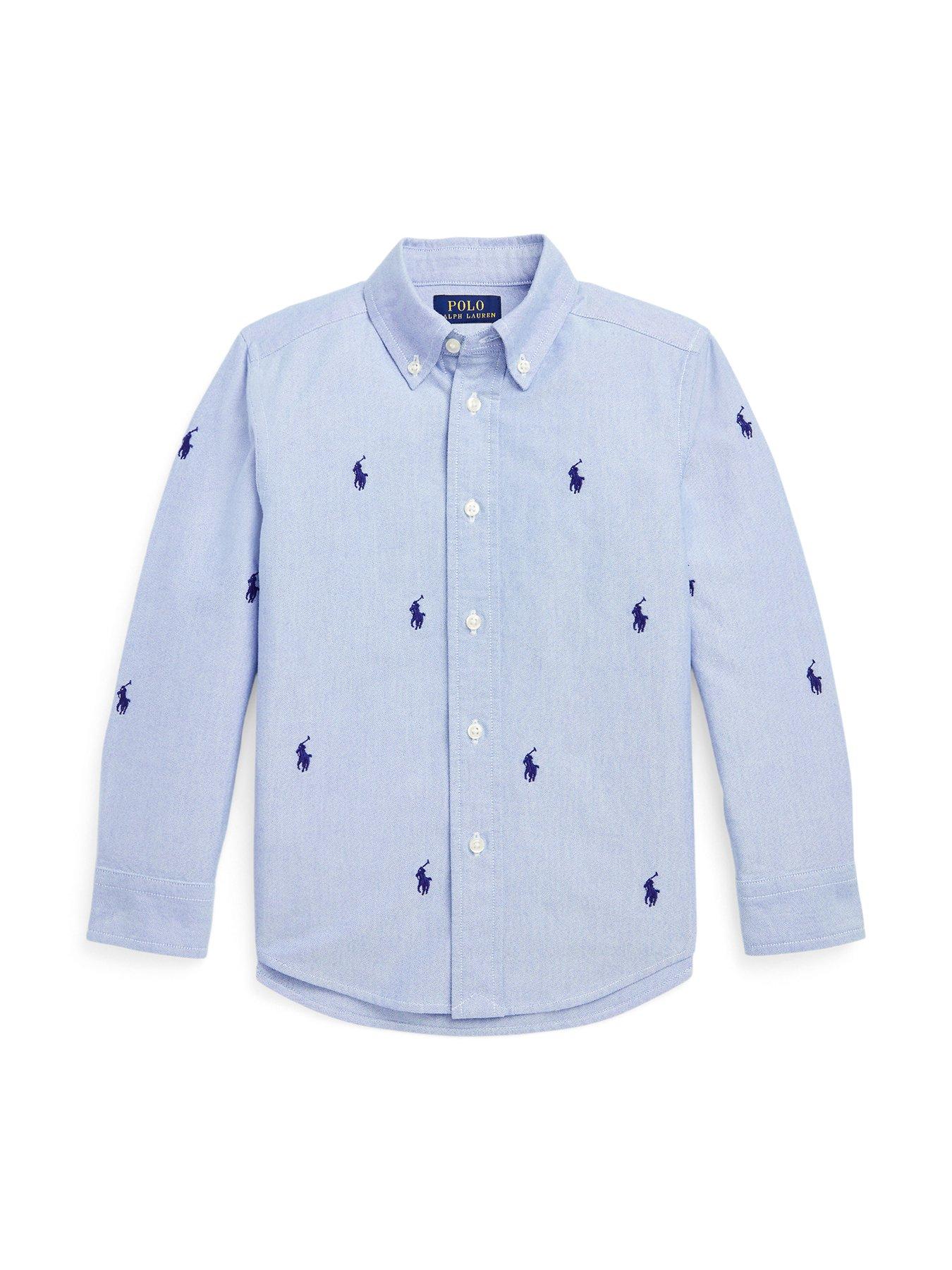 Boys All Over Pony Long Sleeve Shirt Blue