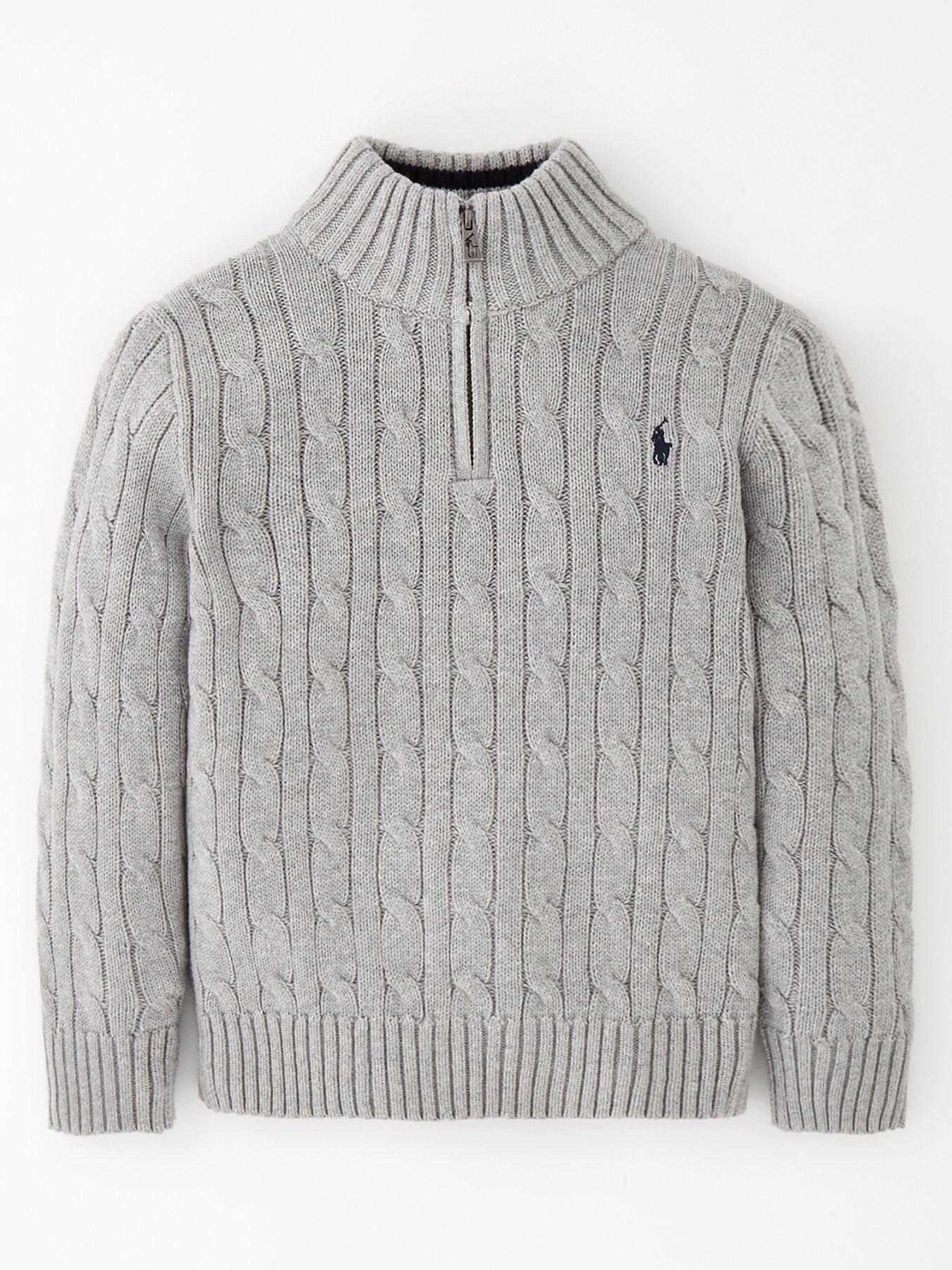 Boys 1/2 Zip Cable Jumper - Grey Marl