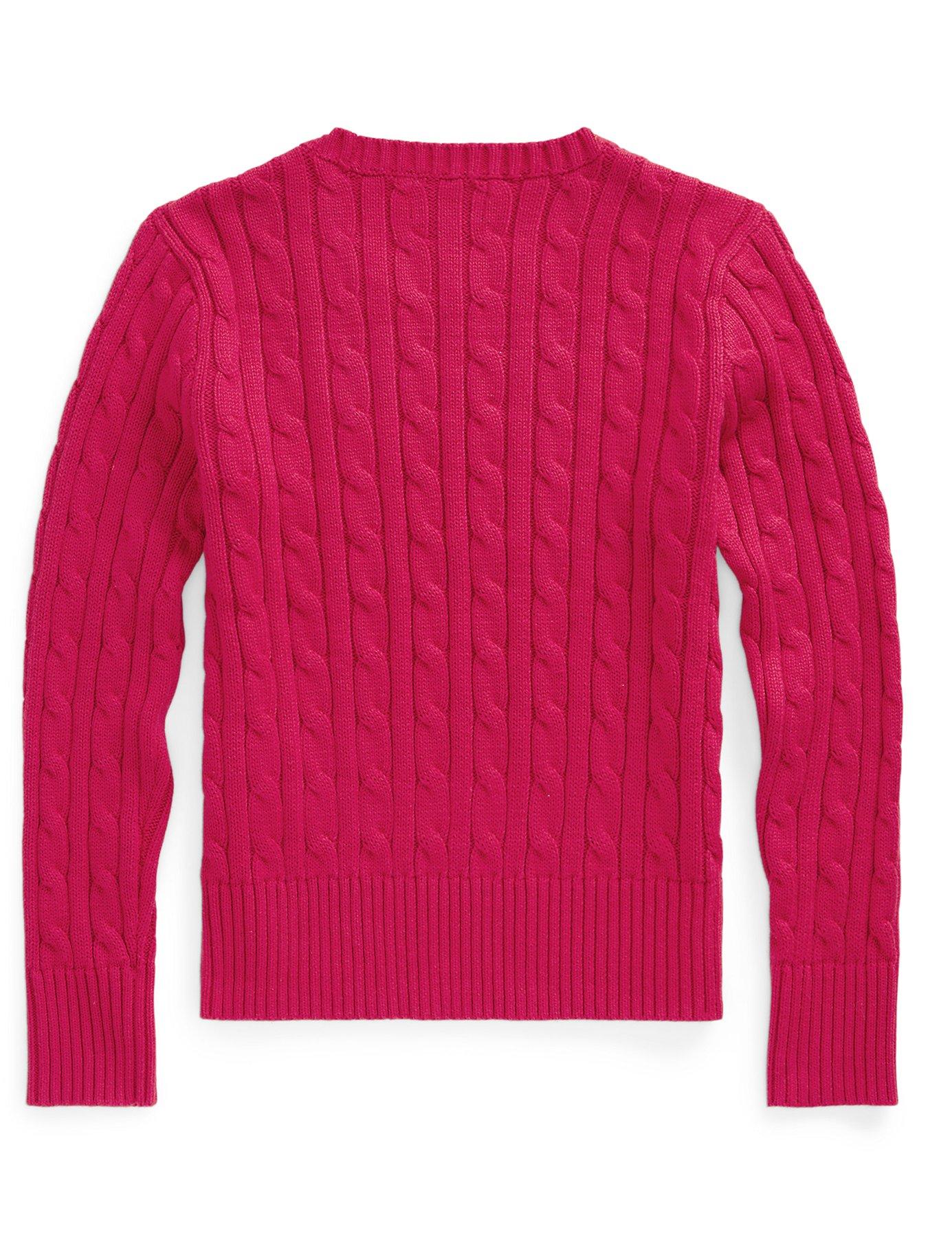 Girls Cable Jumper - Preppy Pink