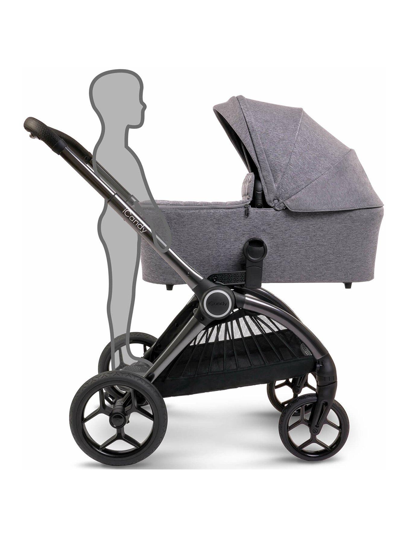 iCandy Core Complete Bundle - Pushchair, Carrycot, Footmuff & Accessories -  Light Grey