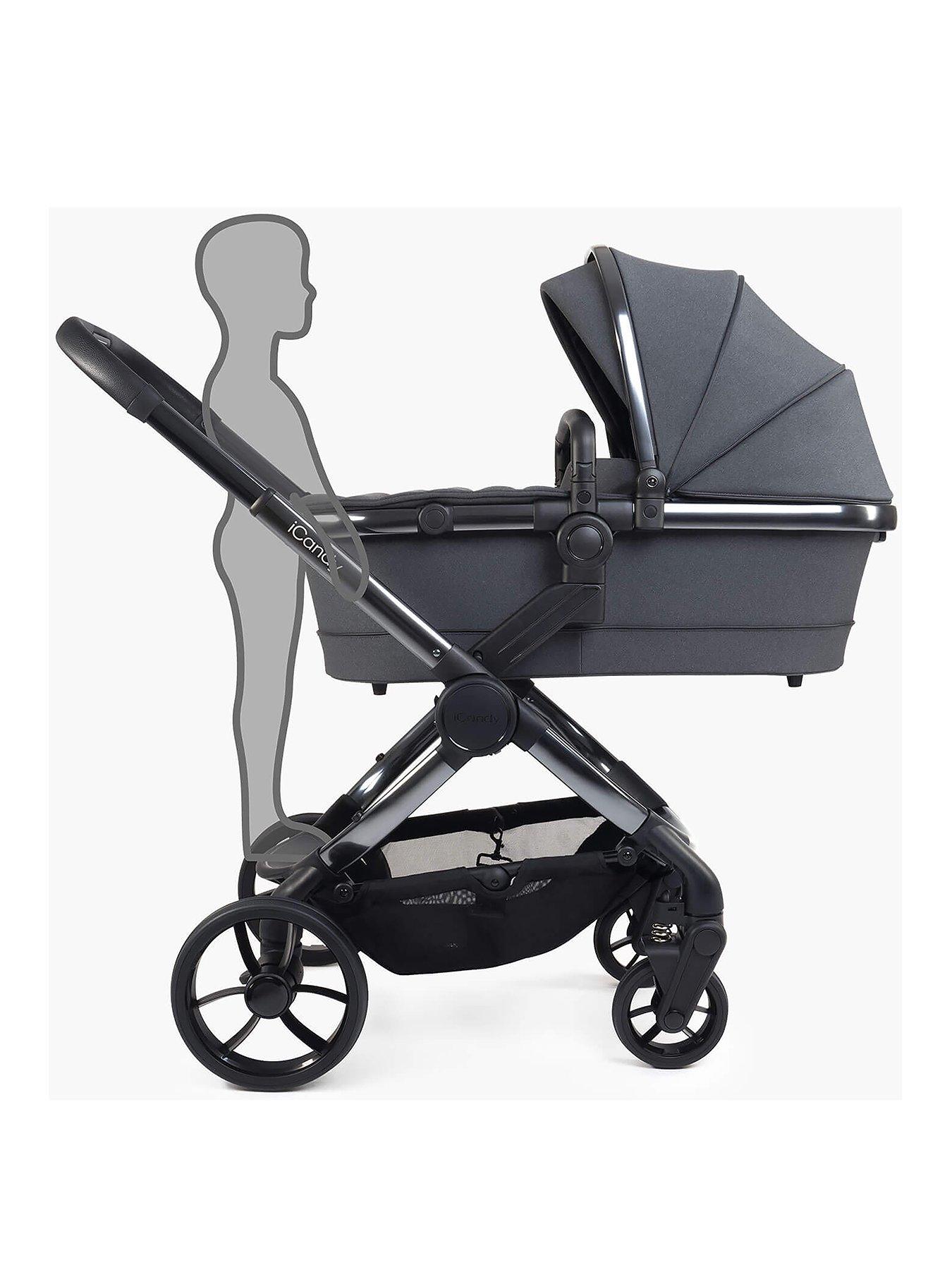 Icandy peach pushchair and cheap carrycot set black magic 2