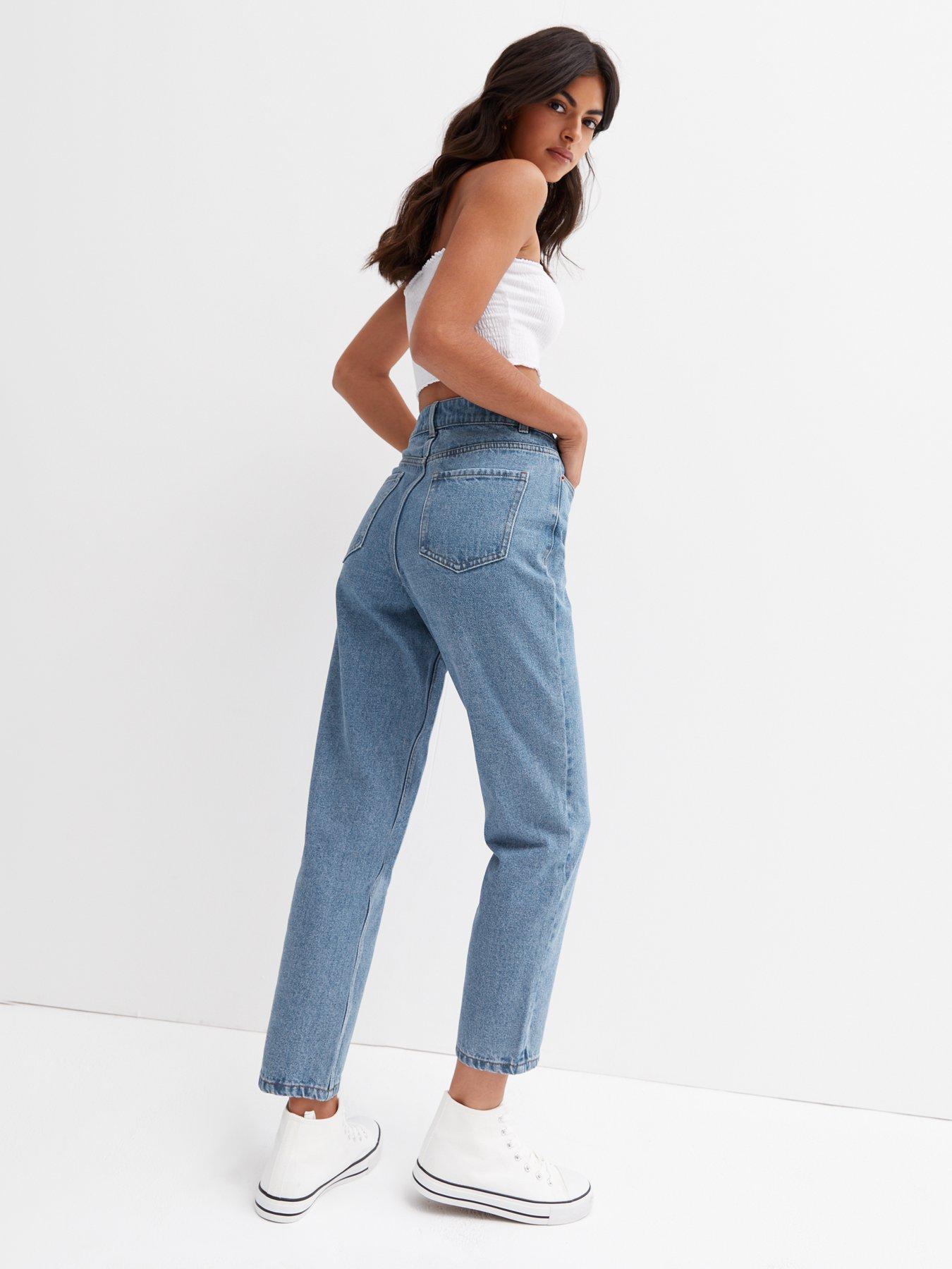 New Look Blue High Waist Rigid Mom Jeans | very.co.uk