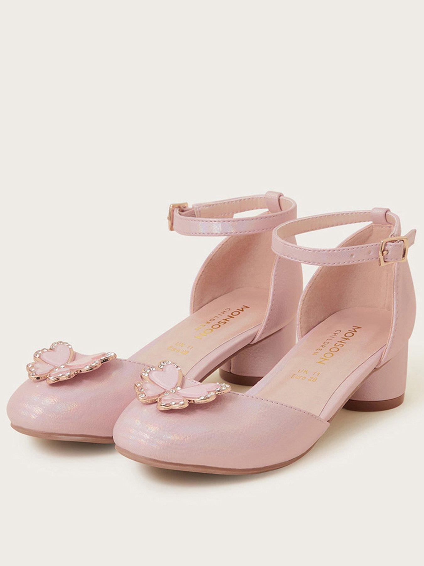 Monsoon Girls Pearly Butterfly Heel Shoes Pink very