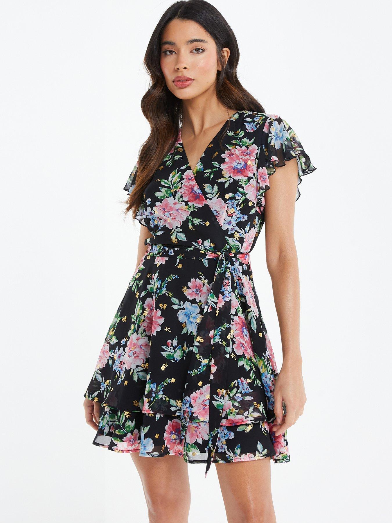 Quiz Chiffon Floral Print Skater Dress