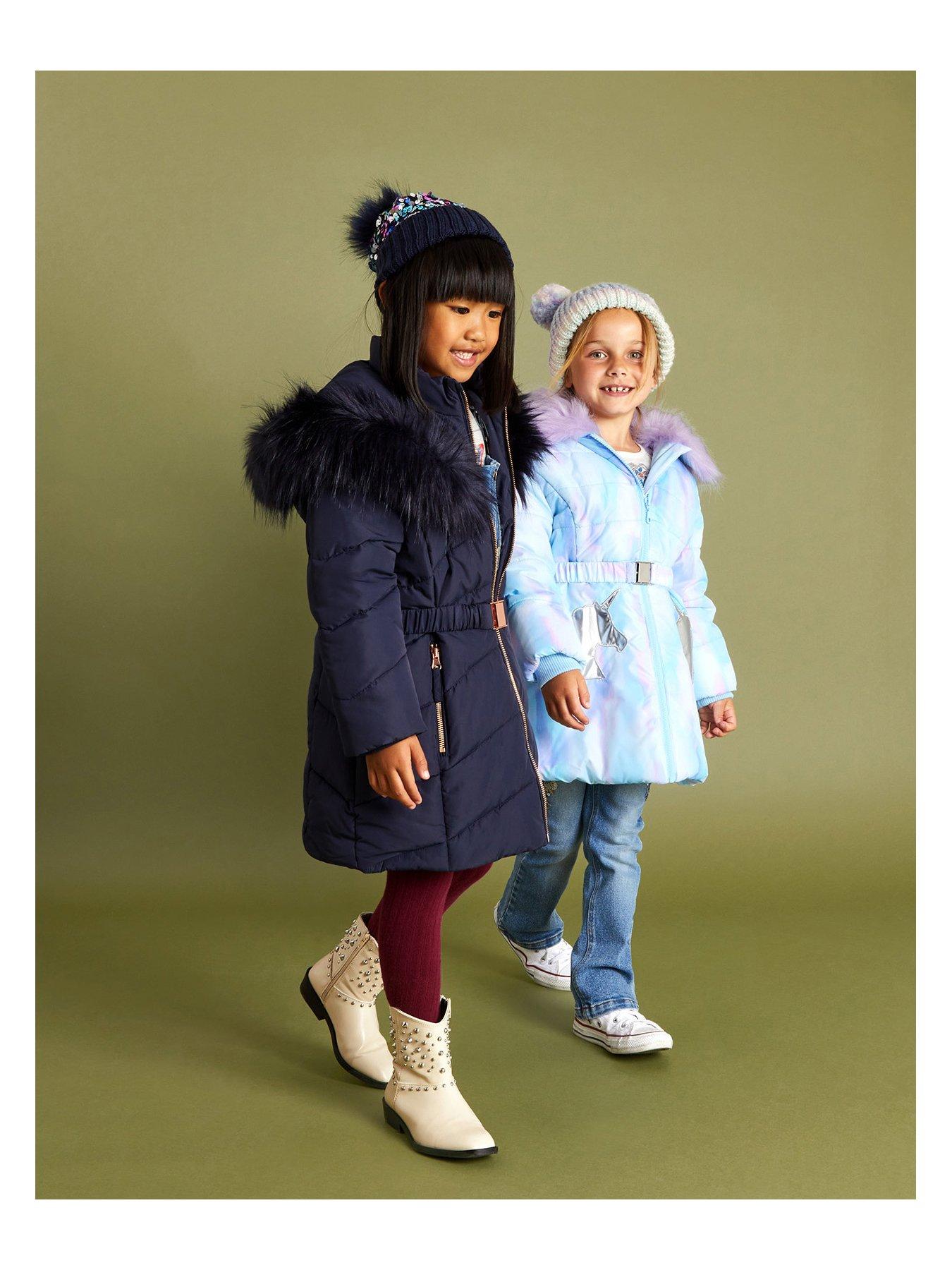 Navy padded hotsell coat fur hood