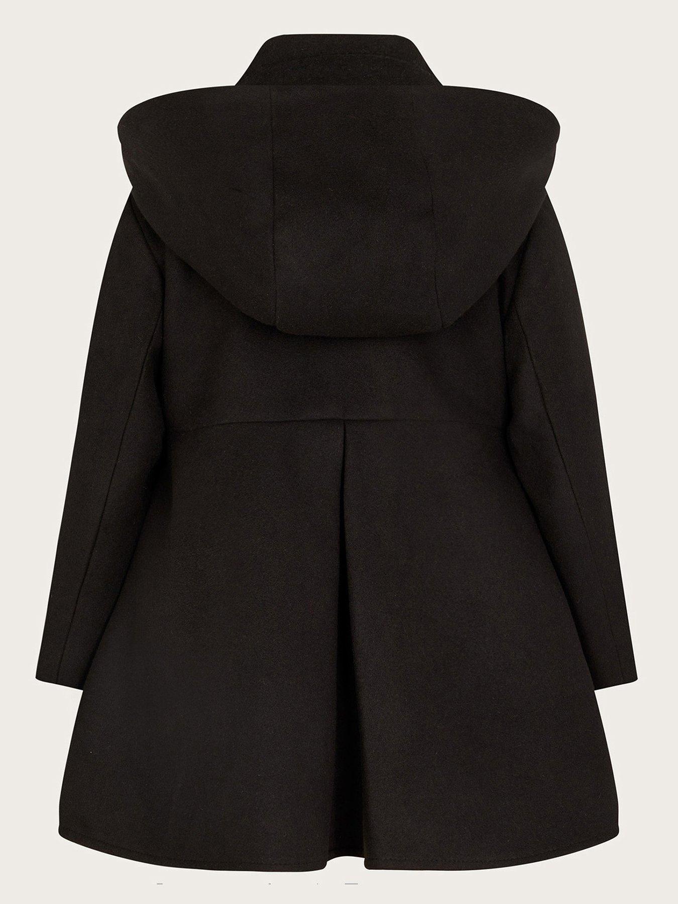 Ladies black cheap hooded coat