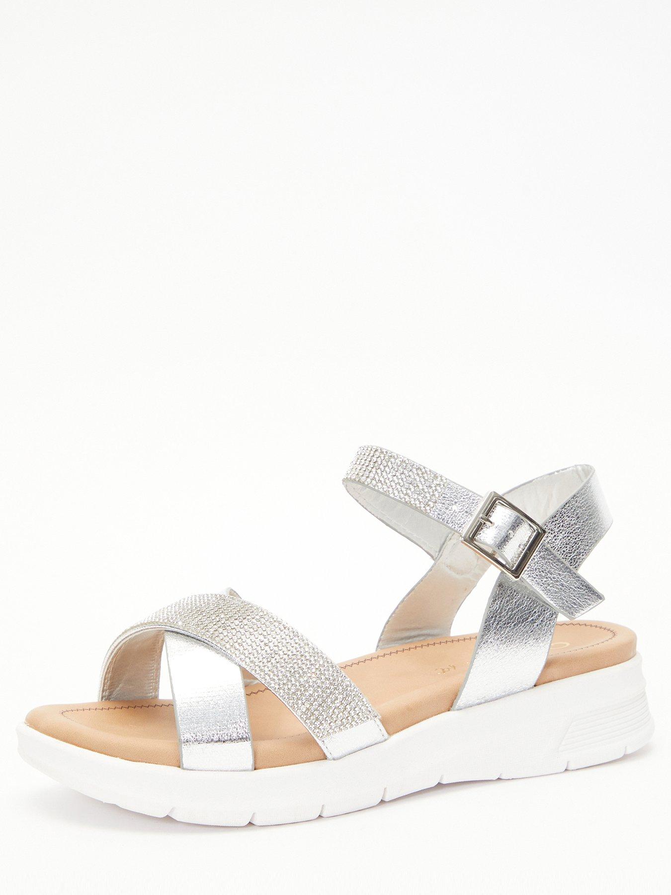 Quiz Wide Fit Diamante Strap Sandals | Very.co.uk