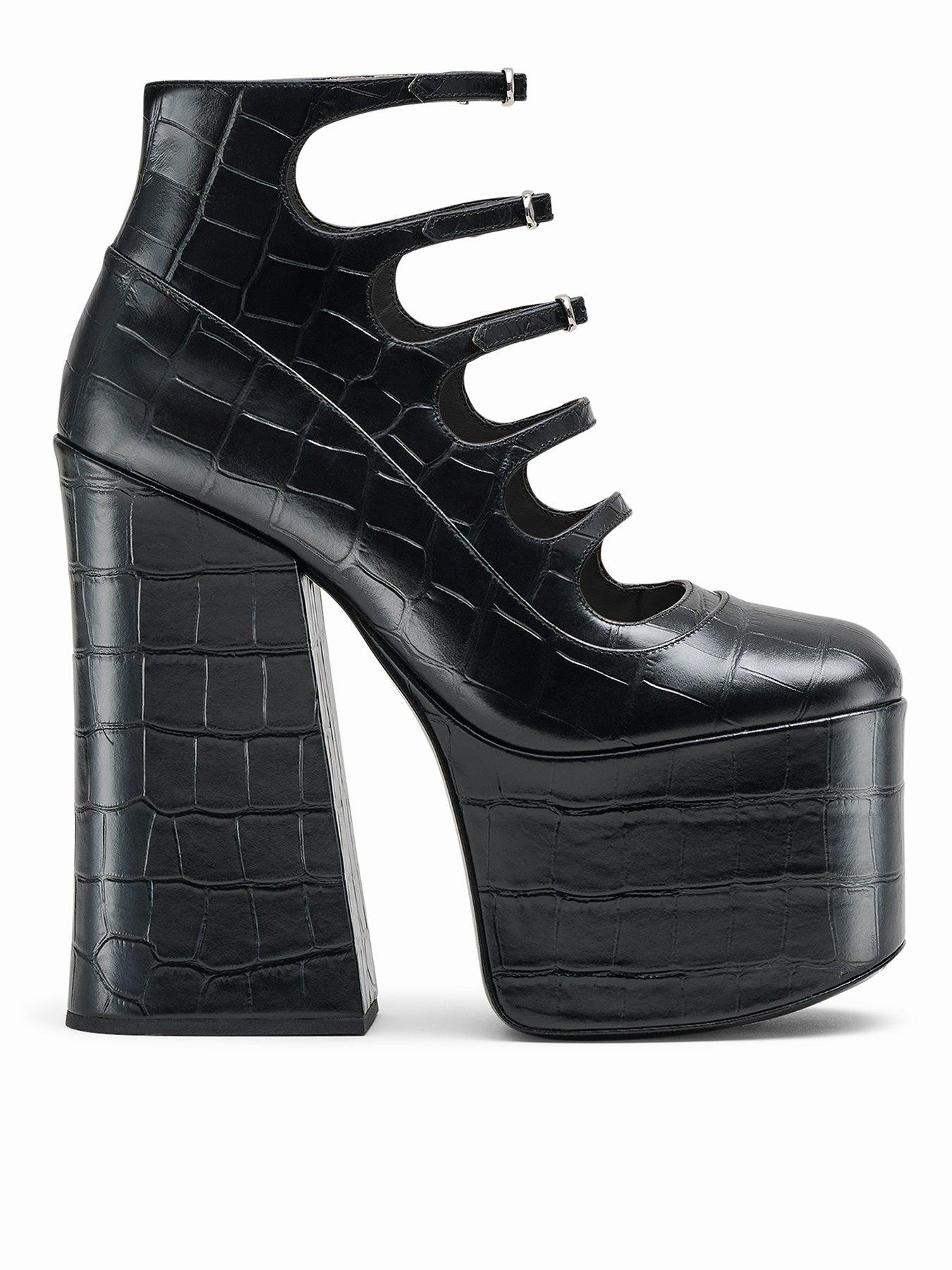 Marc Jacobs Kiki Croc-Embossed Platform Boots - Black