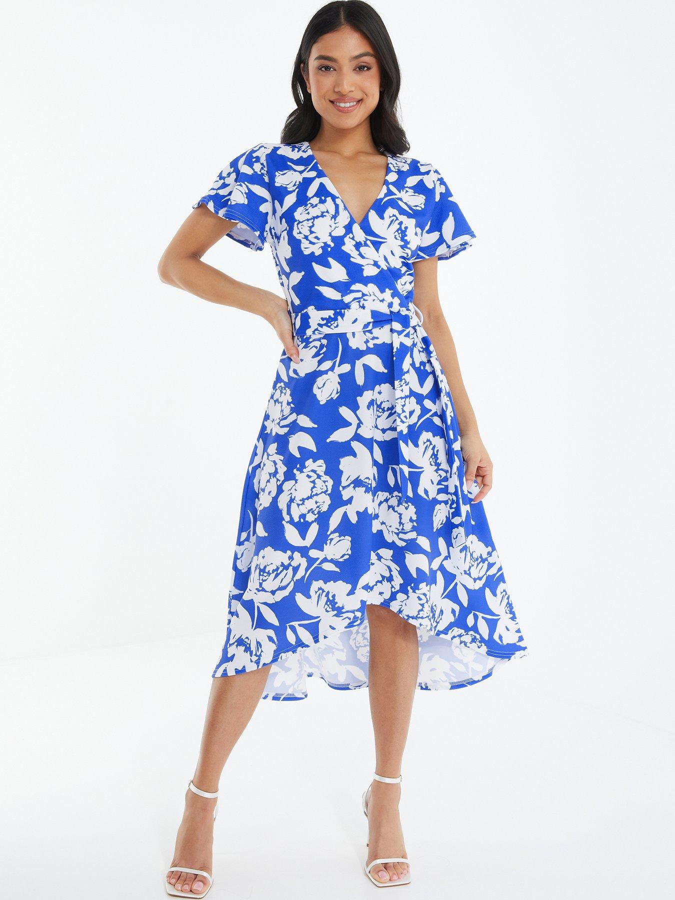 YOURS PETITE Plus Size White Floral Dipped Hem Midi Dress