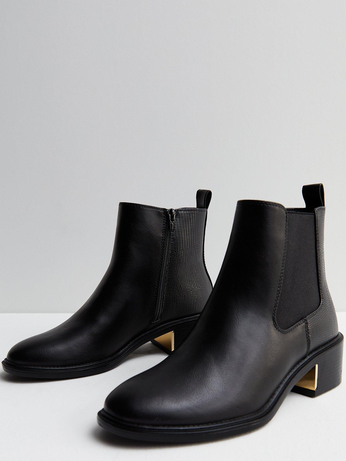 Fritagelse Meddele smid væk New Look Black Leather-Look Block Heel Chelsea Boots | very.co.uk