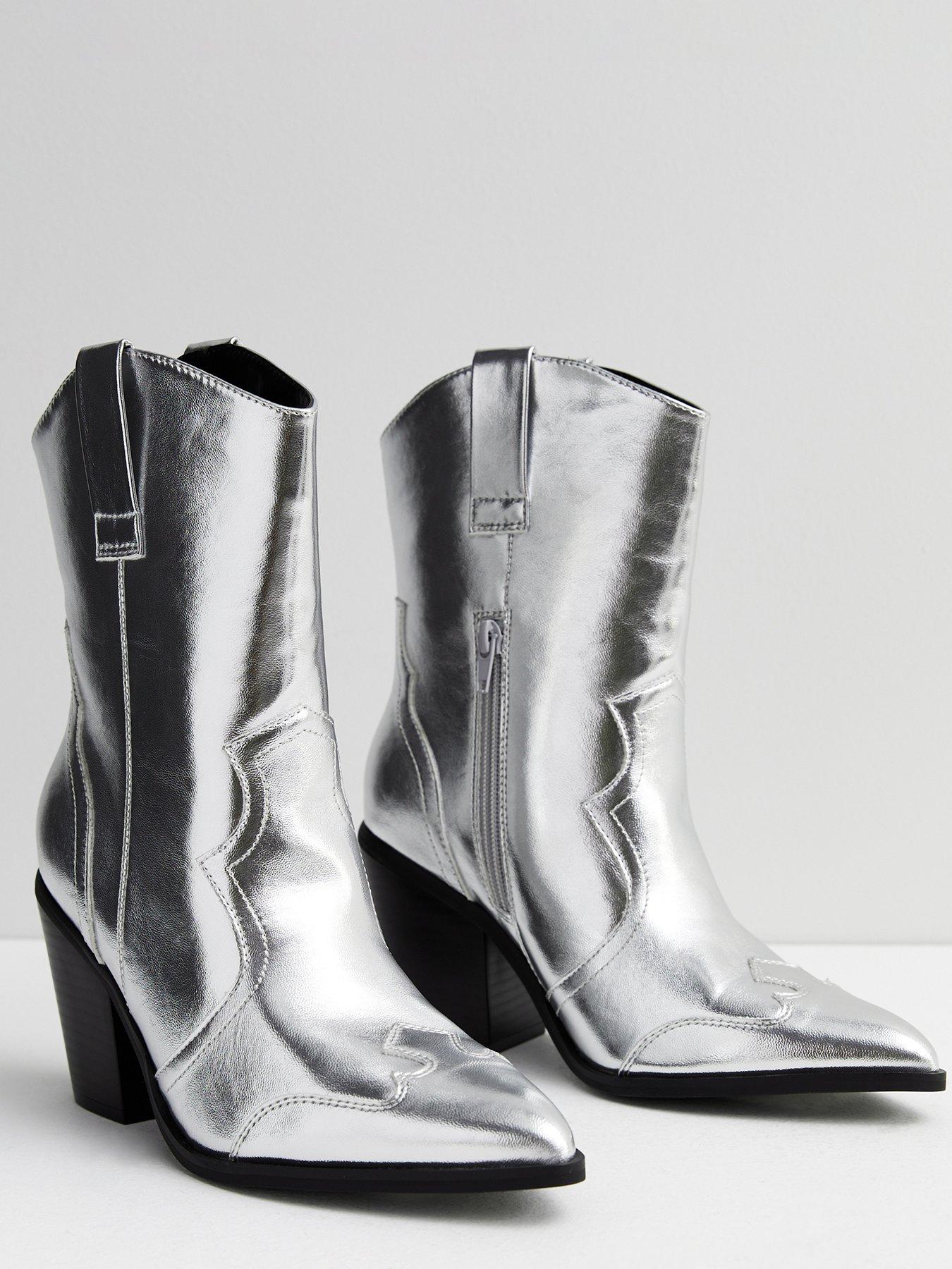 Silver cowboy boots on sale uk