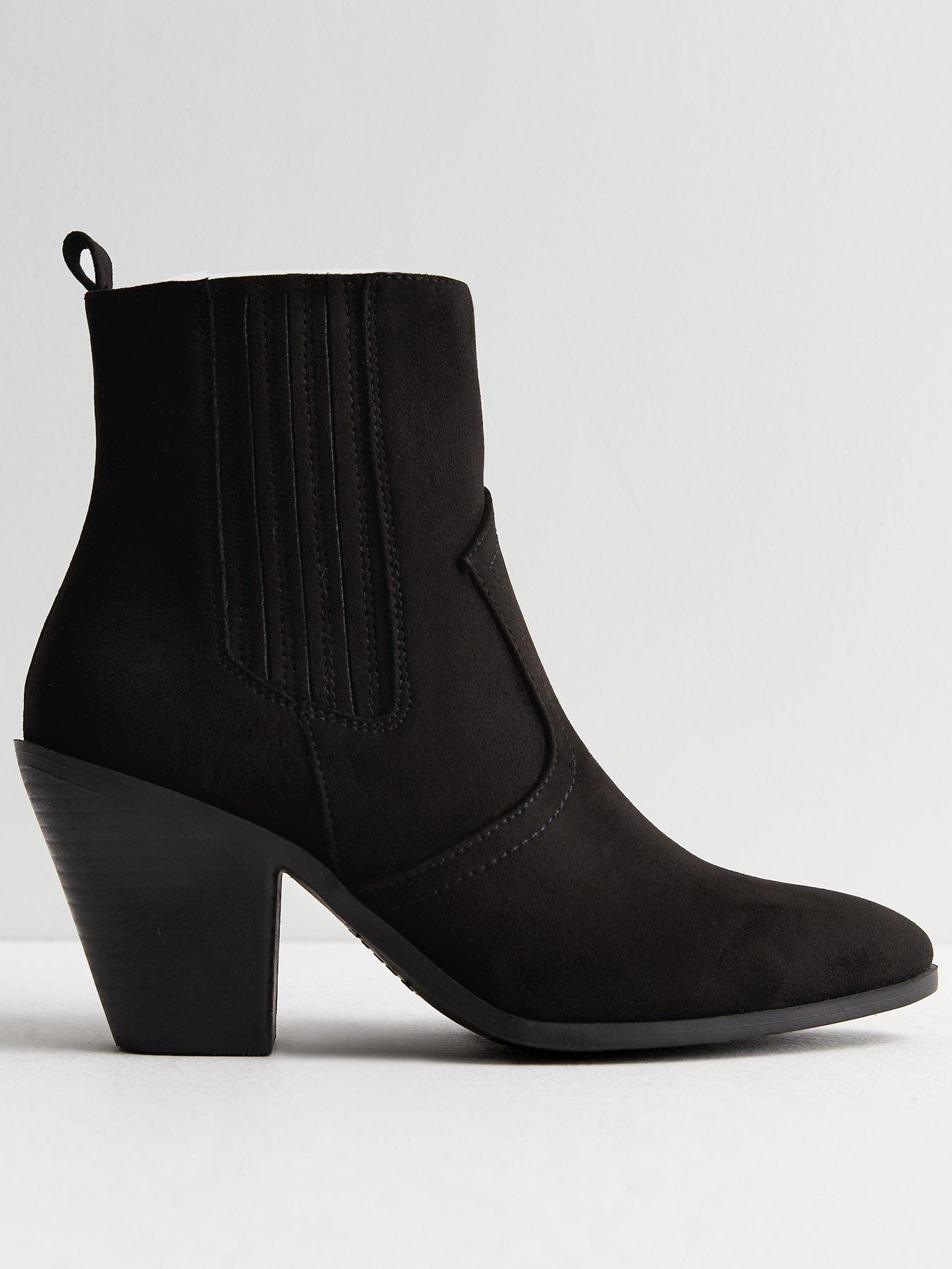 New Look Black Suedette Block Heel Ankle Boots very