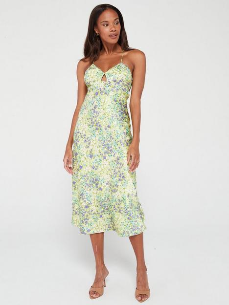 new-look-strappy-cut-out-floral-midaxi-dress-green