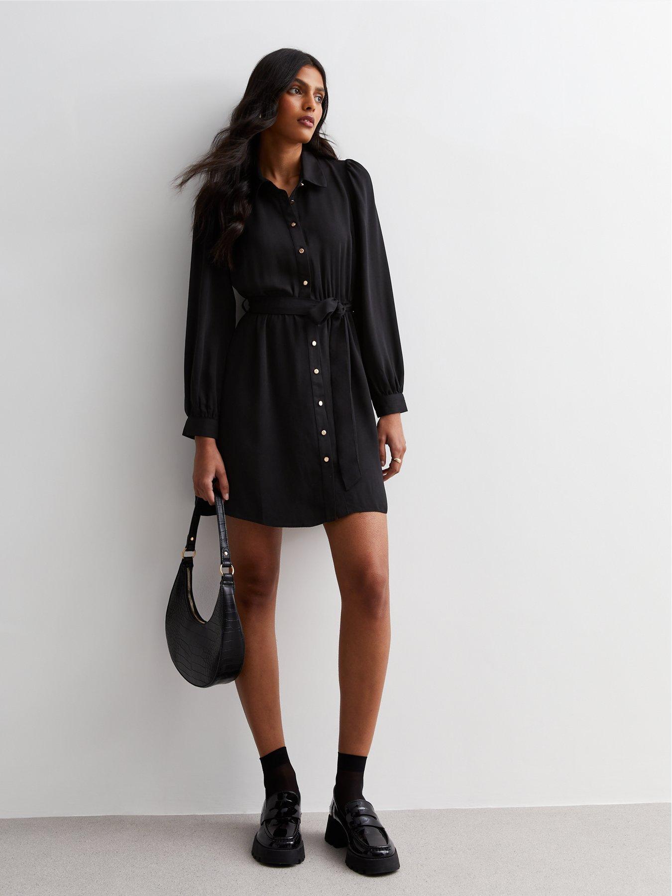 New Look Black Belted Mini Shirt Dress very