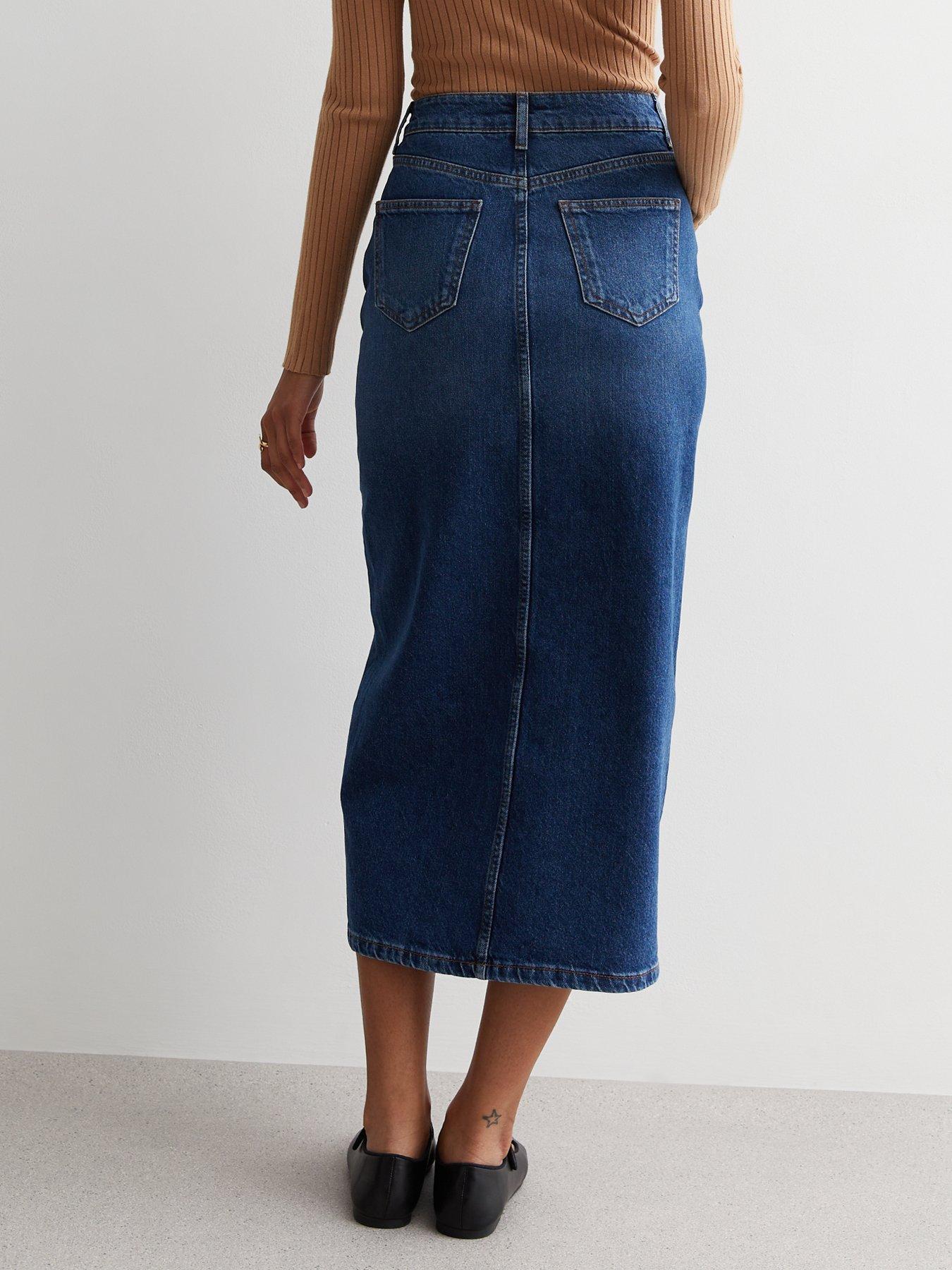 New look denim midi 2024 skirt