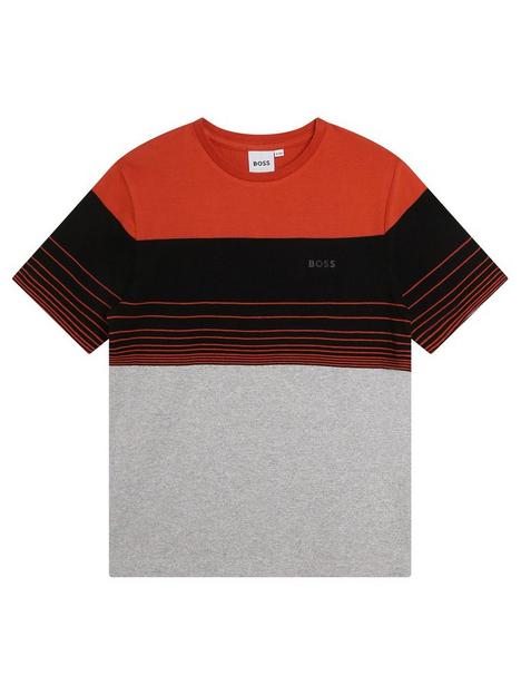 boss-boys-stripe-t-shirt-dark-orange