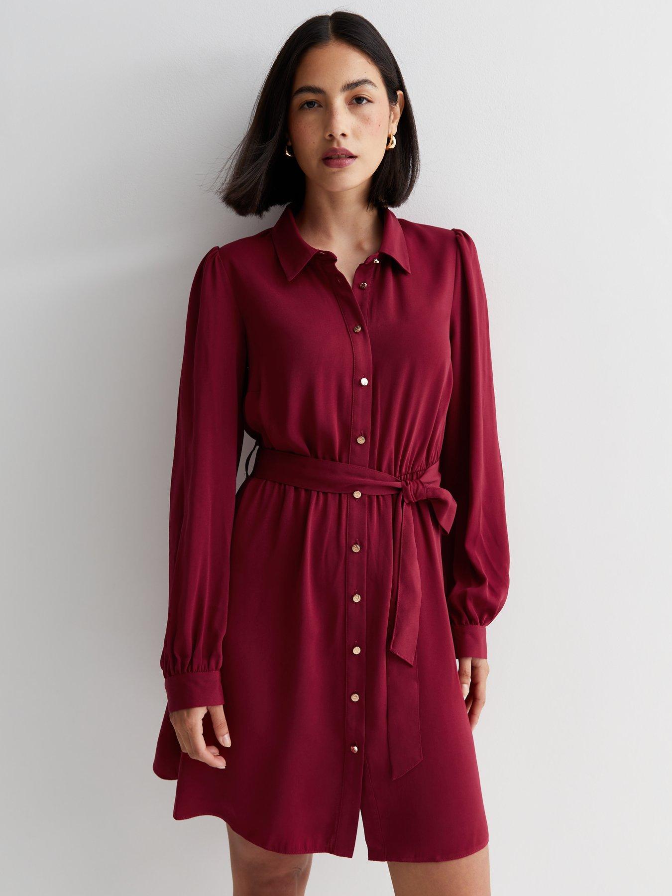 Burgundy shirt sales dress uk