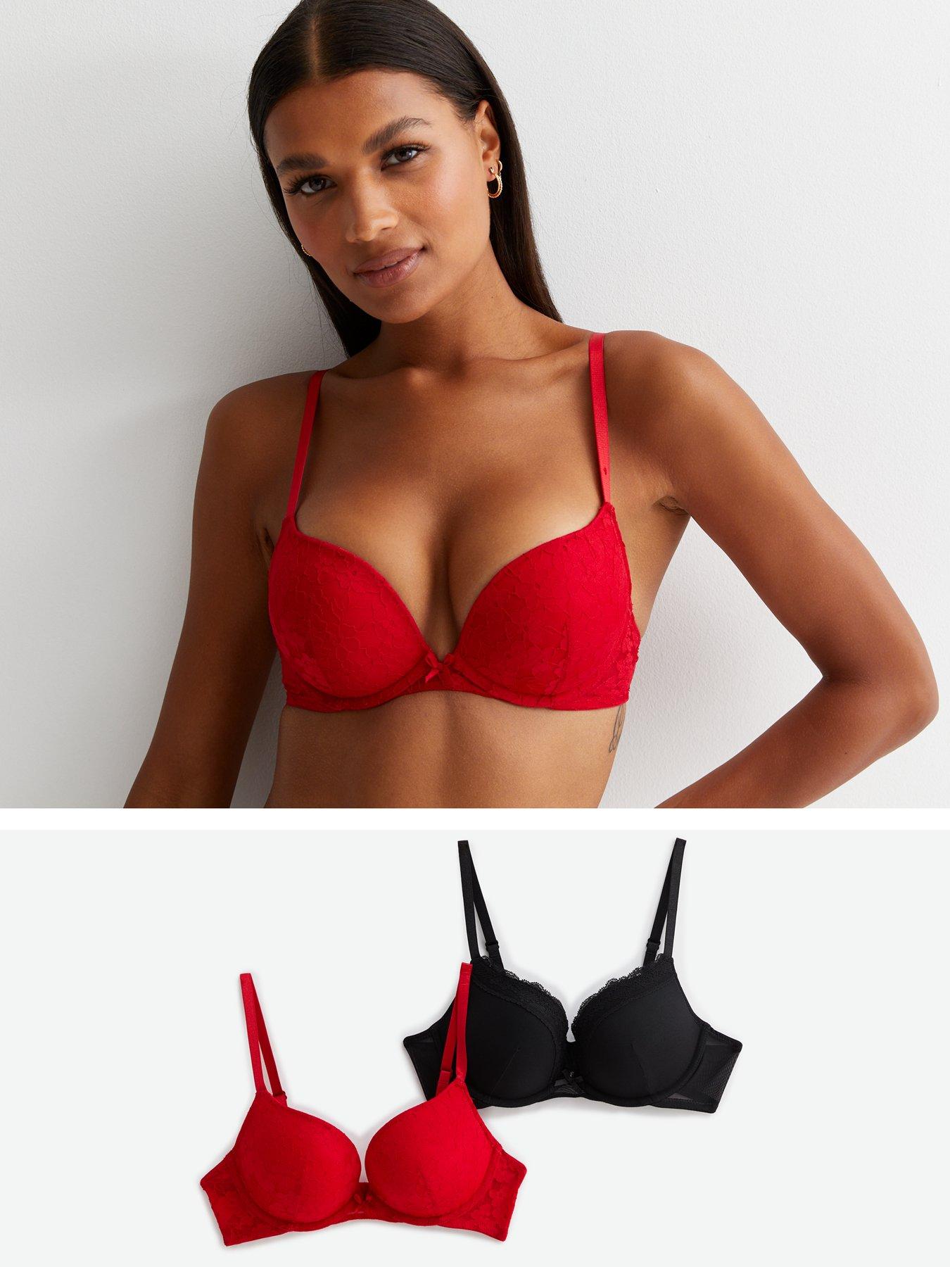 Buy Calvin Klein women padded floral push up bra red combo Online