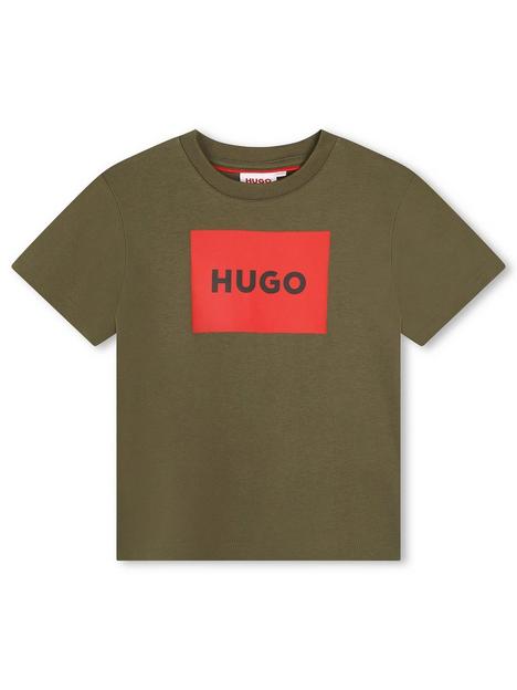hugo-boys-square-logo-t-shirt-khaki