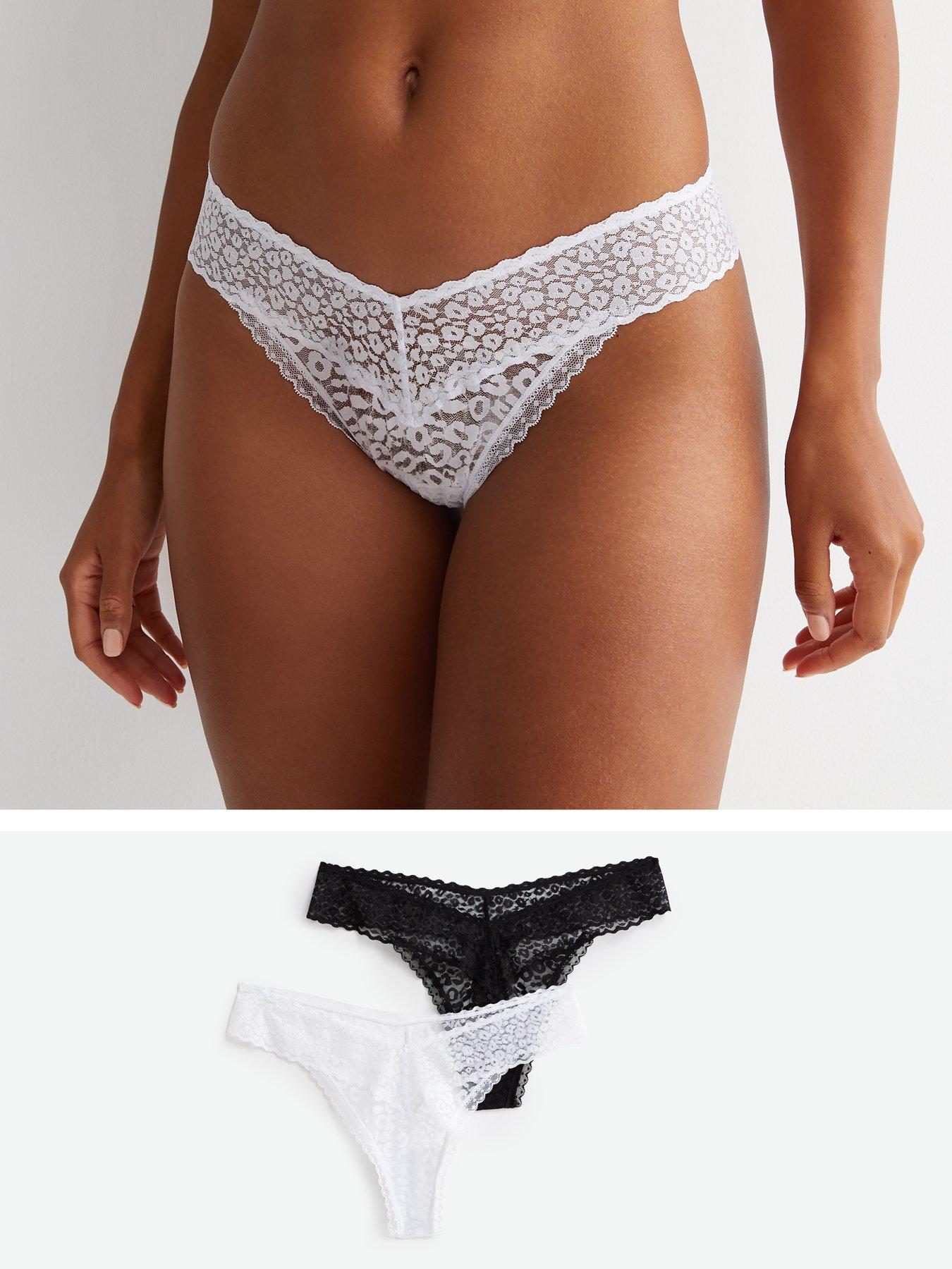 3pack Women Sexy Contrast Lace Trims Heart Pattern Thong
