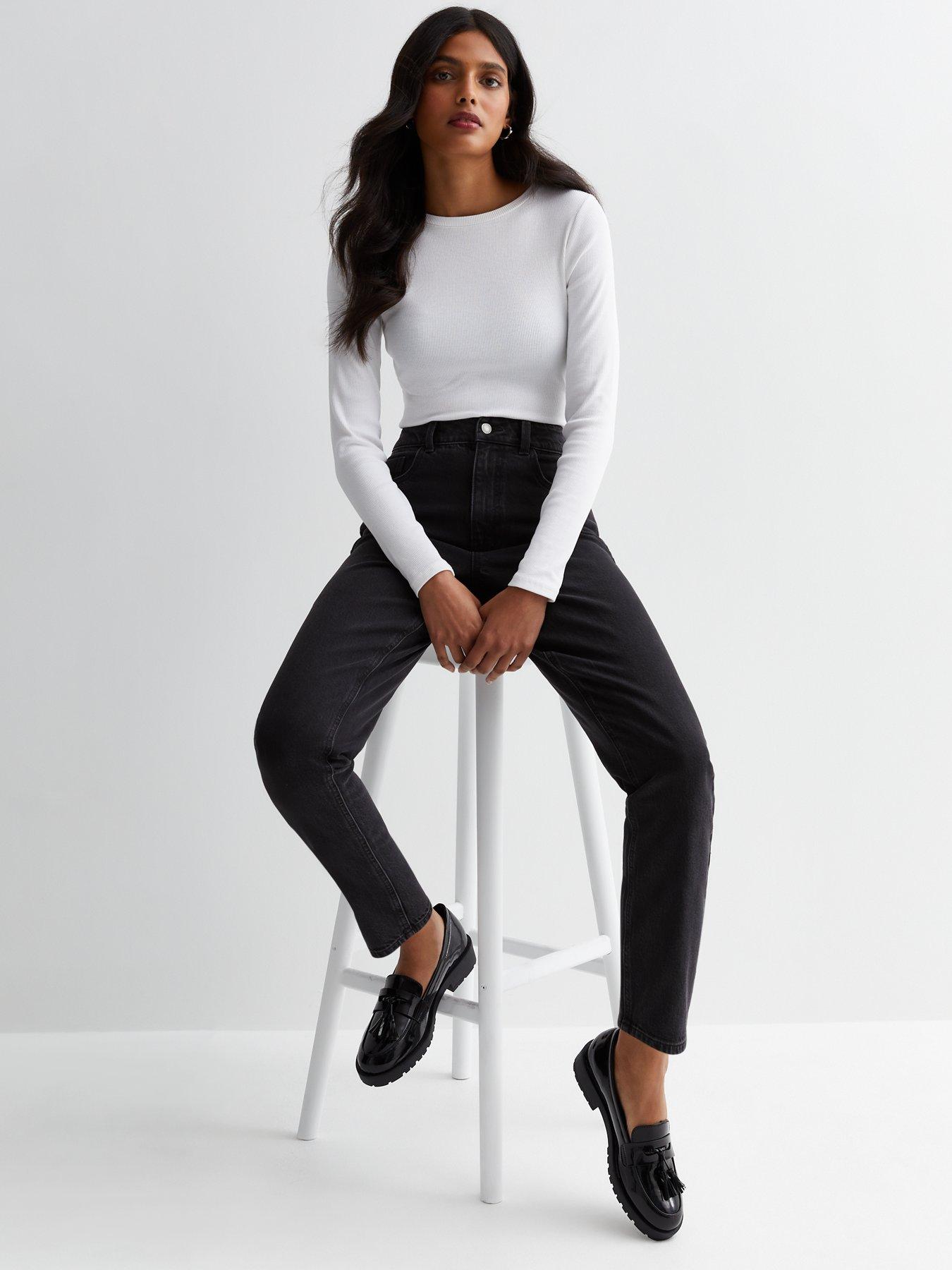 New look mom jeans clearance black