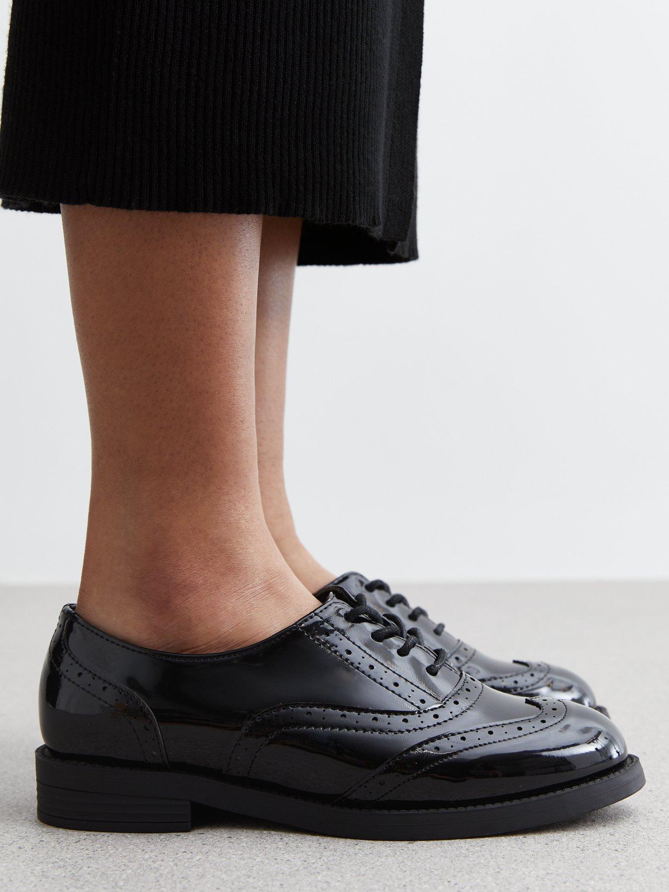 Wide fit black brogues sales