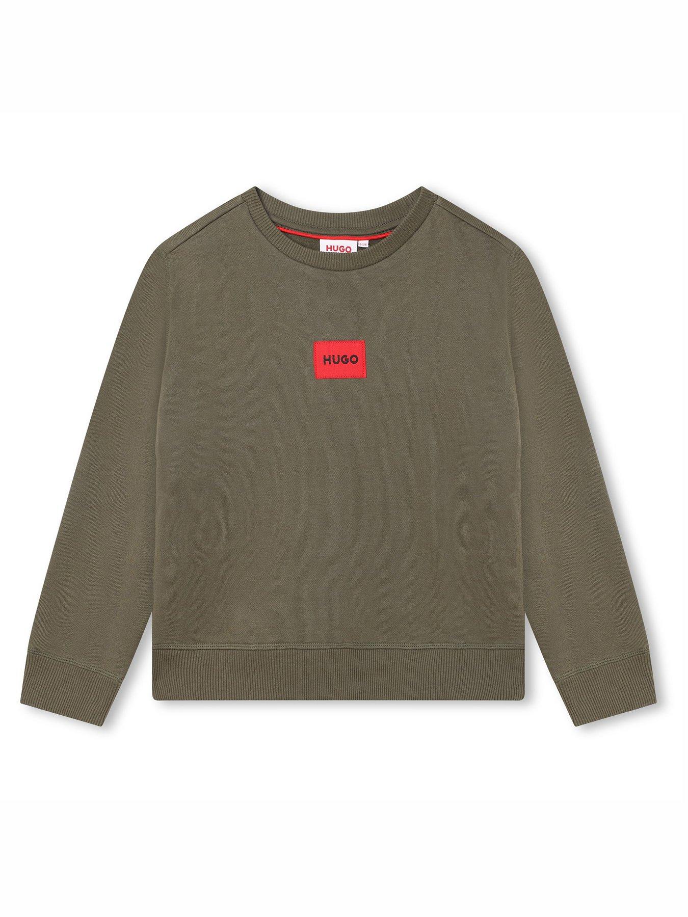 HUGO Boys Woven Label Logo Sweatshirt - Khaki