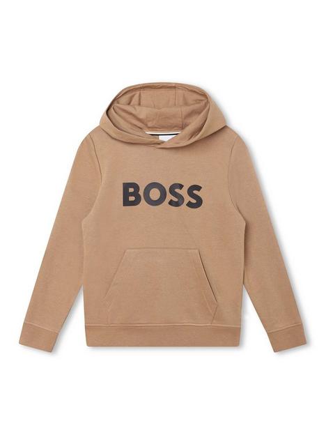 boss-boys-logo-hoodie-beige