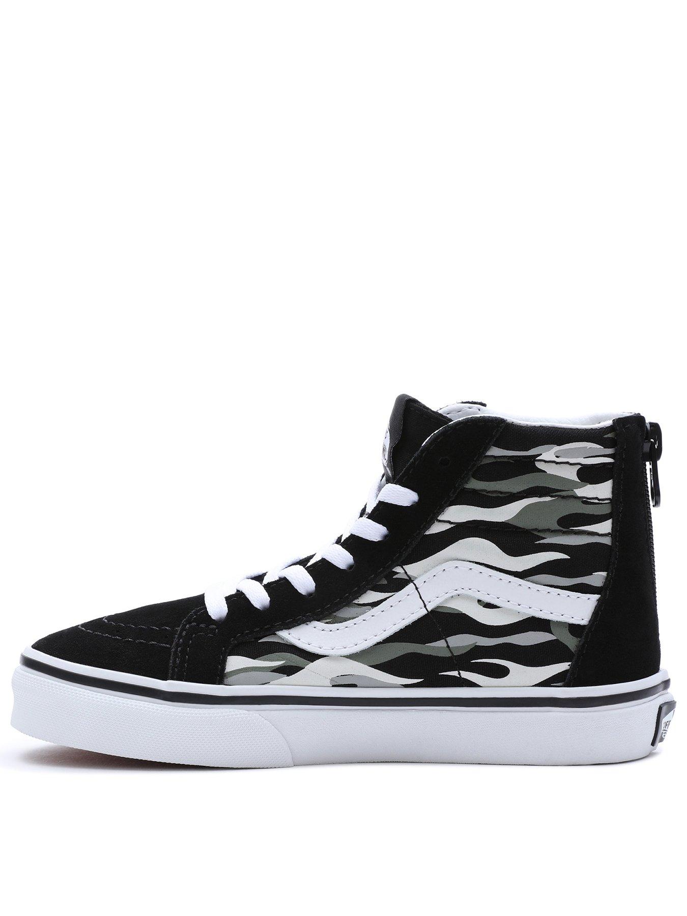 Vans Sk8 hi Zip Flame Camo Younger Trainers Black Grey very