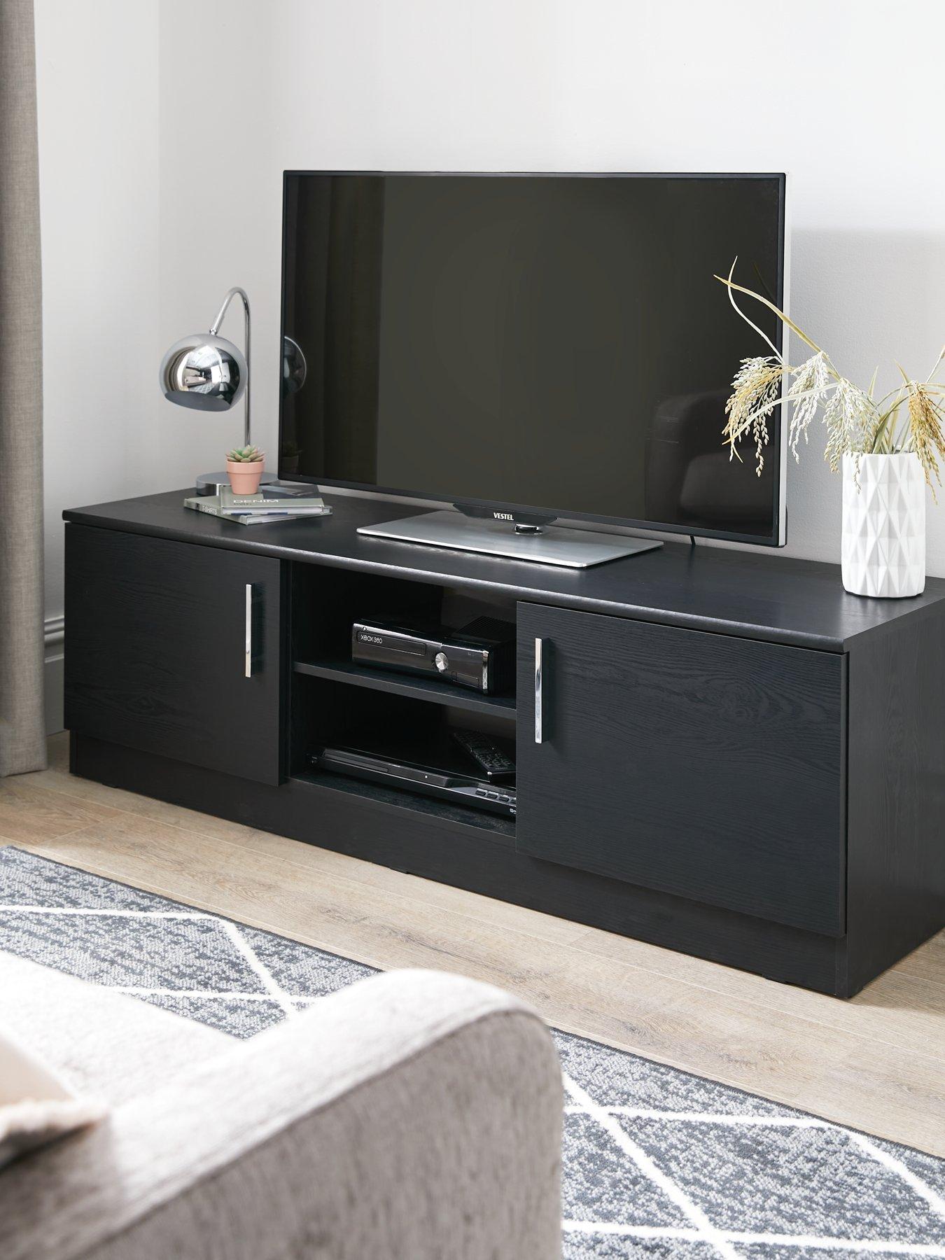 undefined Panama 2 Door TV Unit - Black - fits up To 55 inch TV - FSC® Certified