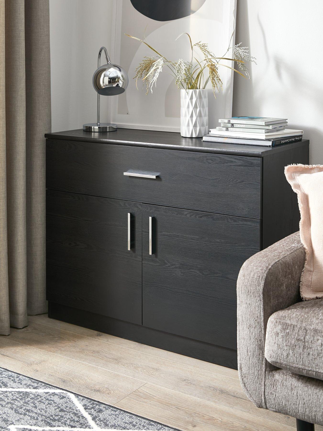 undefined Panama 2 Door, 1 Drawer Compact Sideboard - Black - FSC® Certified