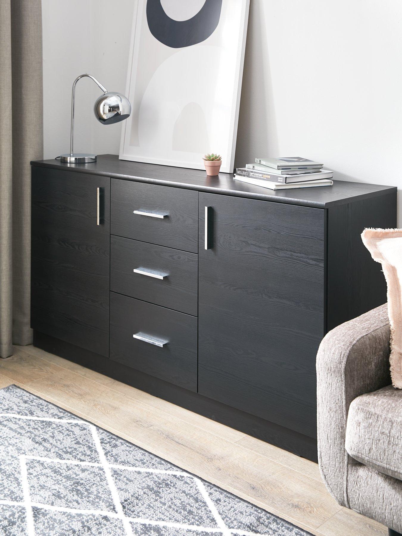 Everyday Panama 2 Door, 3 Drawer Sideboard - Black - Fsc Certified