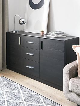 Product photograph of Everyday Panama 2 Door 3 Drawer Sideboard - Black - Fsc Reg Certified from very.co.uk