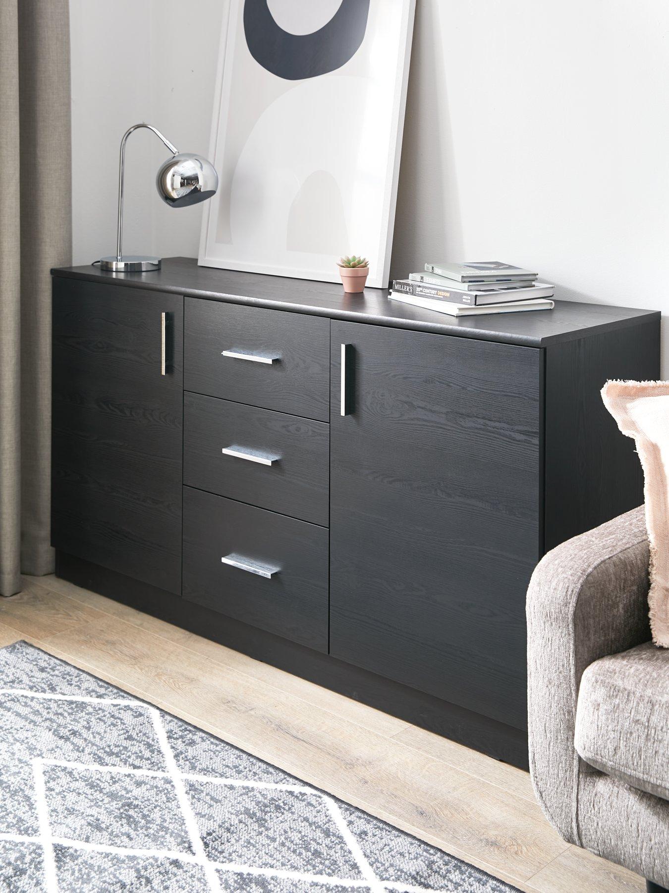 Very Home Panama 2 Door, 3 Drawer Sideboard - Black - FSC® Certified