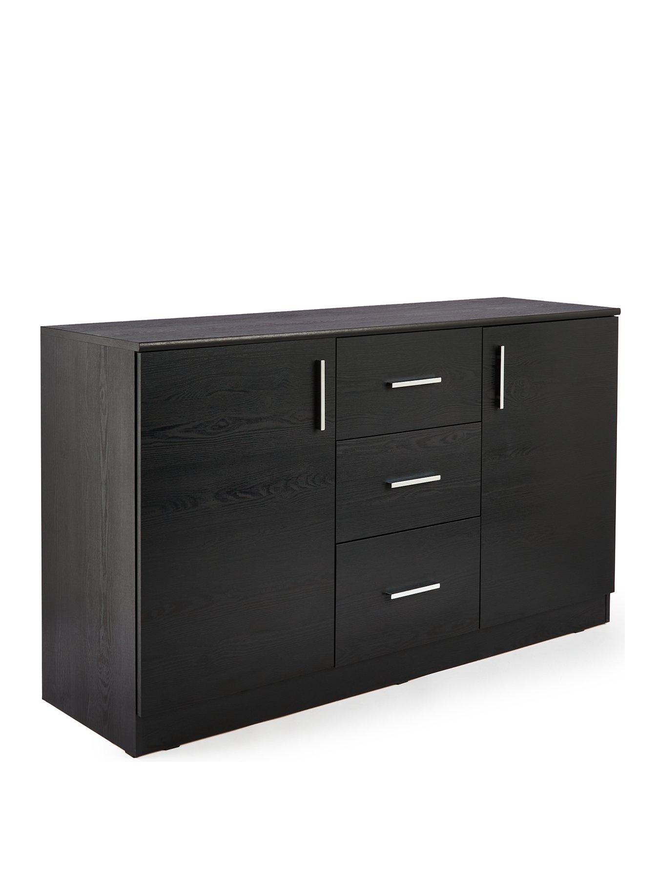 Image 3 of 7 of Very Home Panama 2 Door, 3 Drawer Sideboard - Black&nbsp;- FSC&reg; Certified