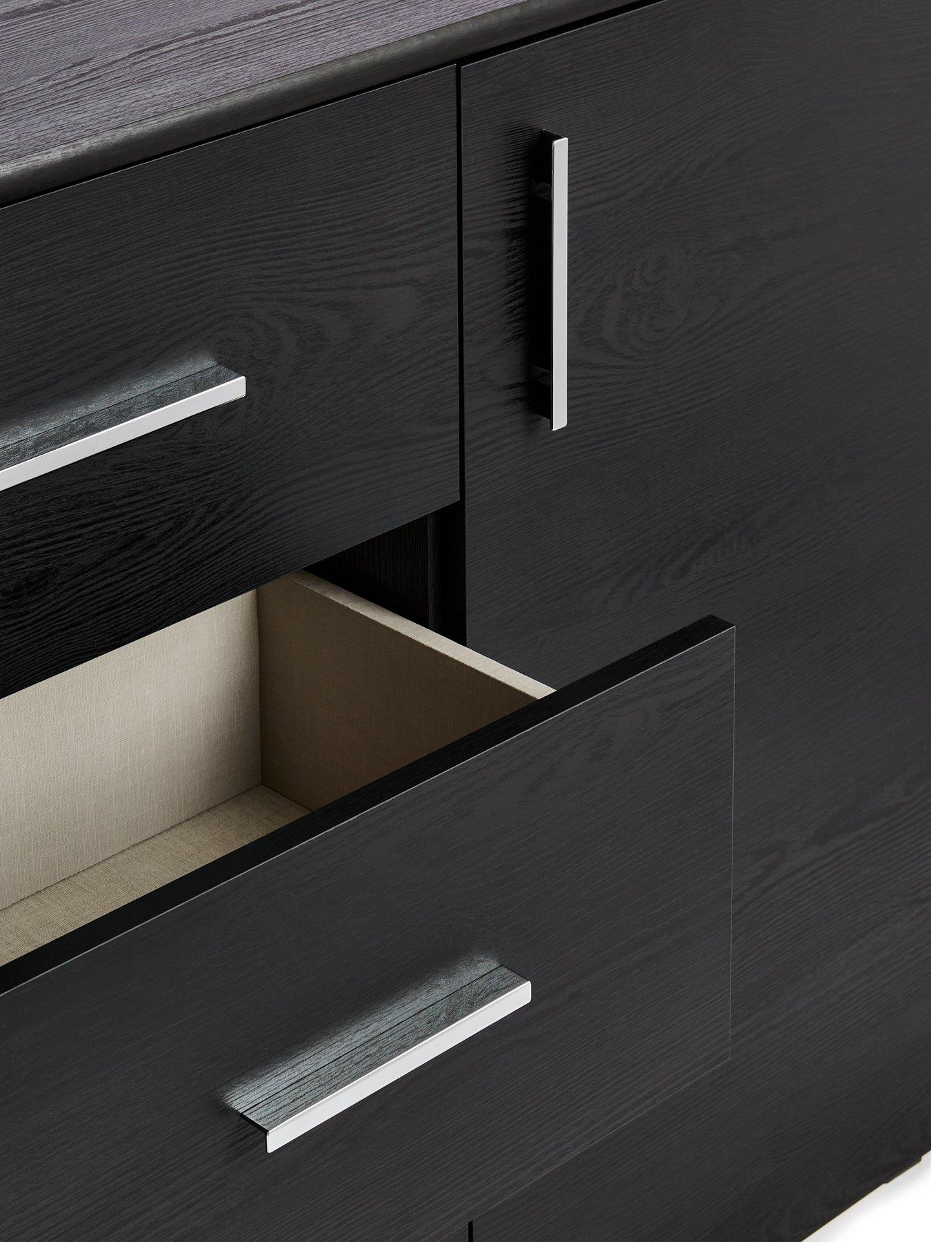 Image 4 of 7 of Very Home Panama 2 Door, 3 Drawer Sideboard - Black&nbsp;- FSC&reg; Certified